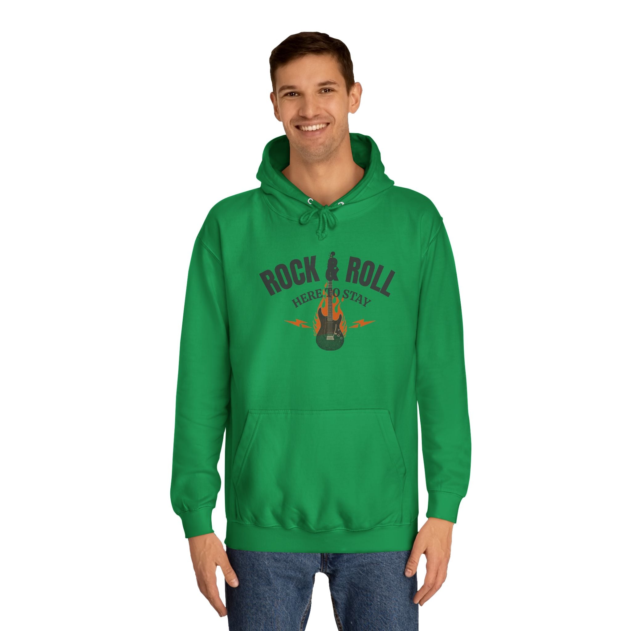 Rock & Roll Flame Guitar Hoodie — Vintage Music College Sweatshirt