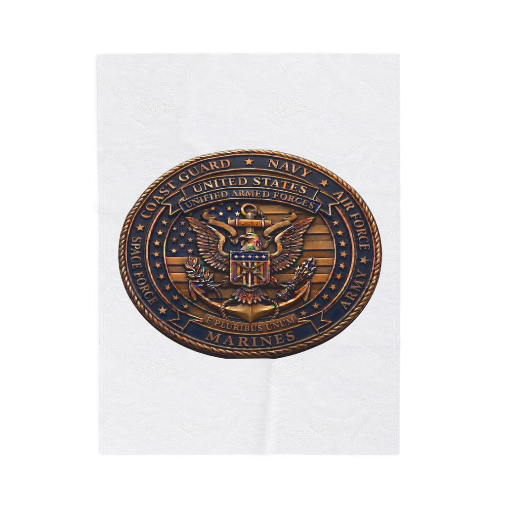 Military Emblem Velveteen Plush Blanket — United States Armed Forces Seal