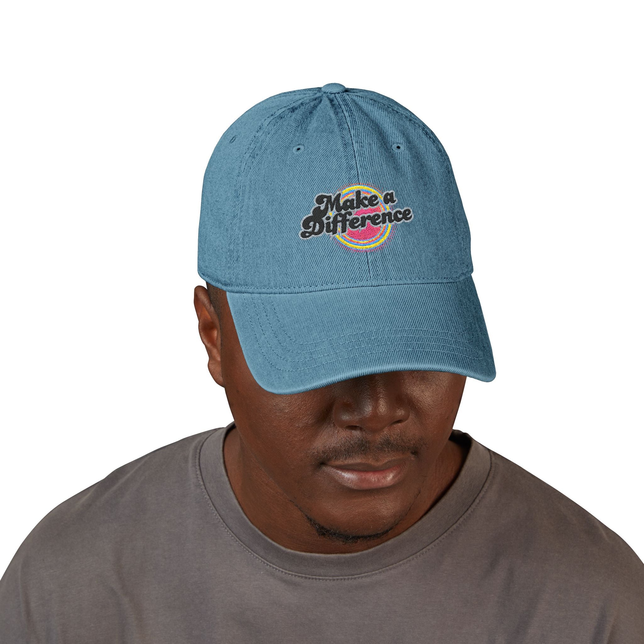 Make a Difference Embroidered Denim Hat — Inspirational Baseball Cap