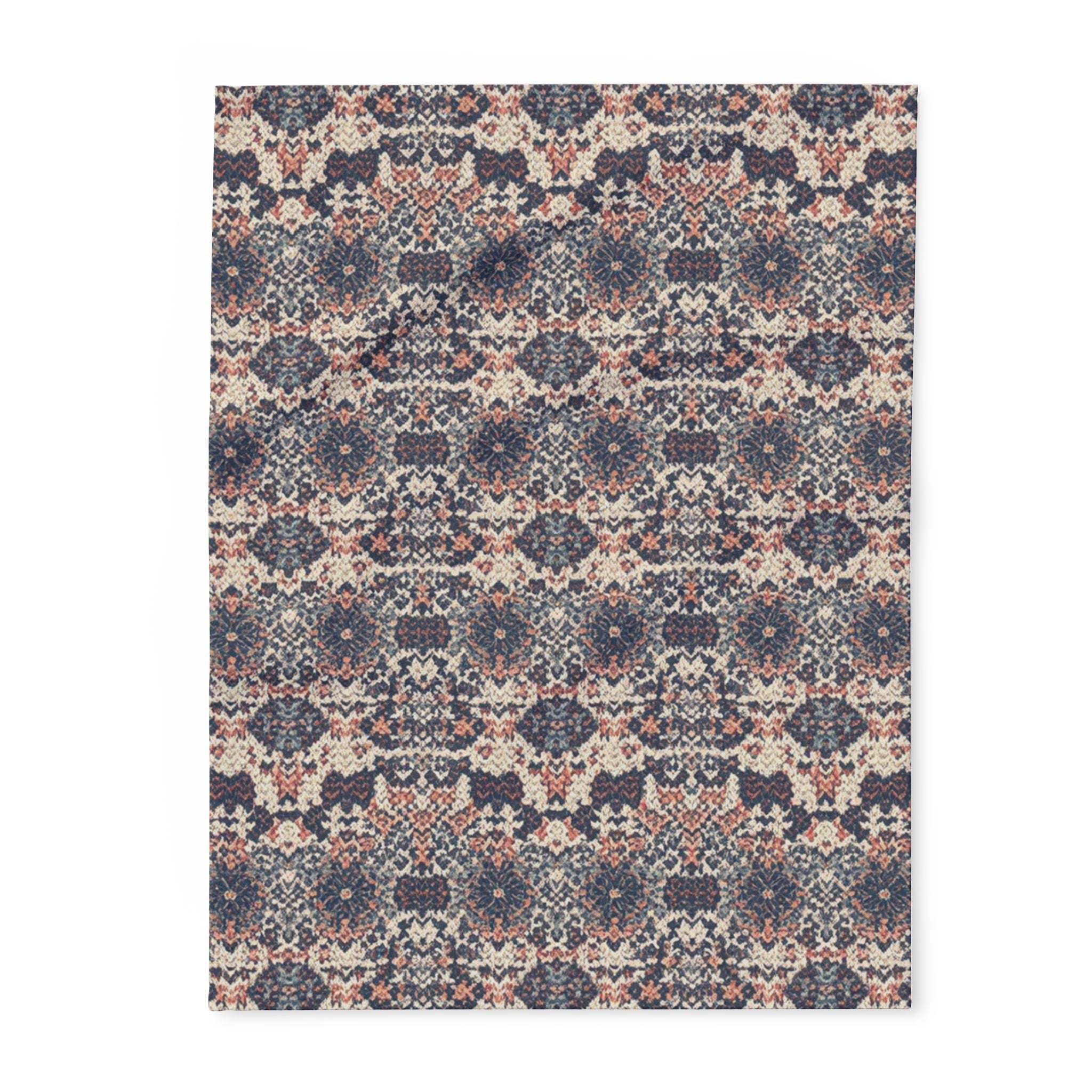 Fleece Blanket — Arctic Winter Kaleidoscope Pattern Cozy Throw