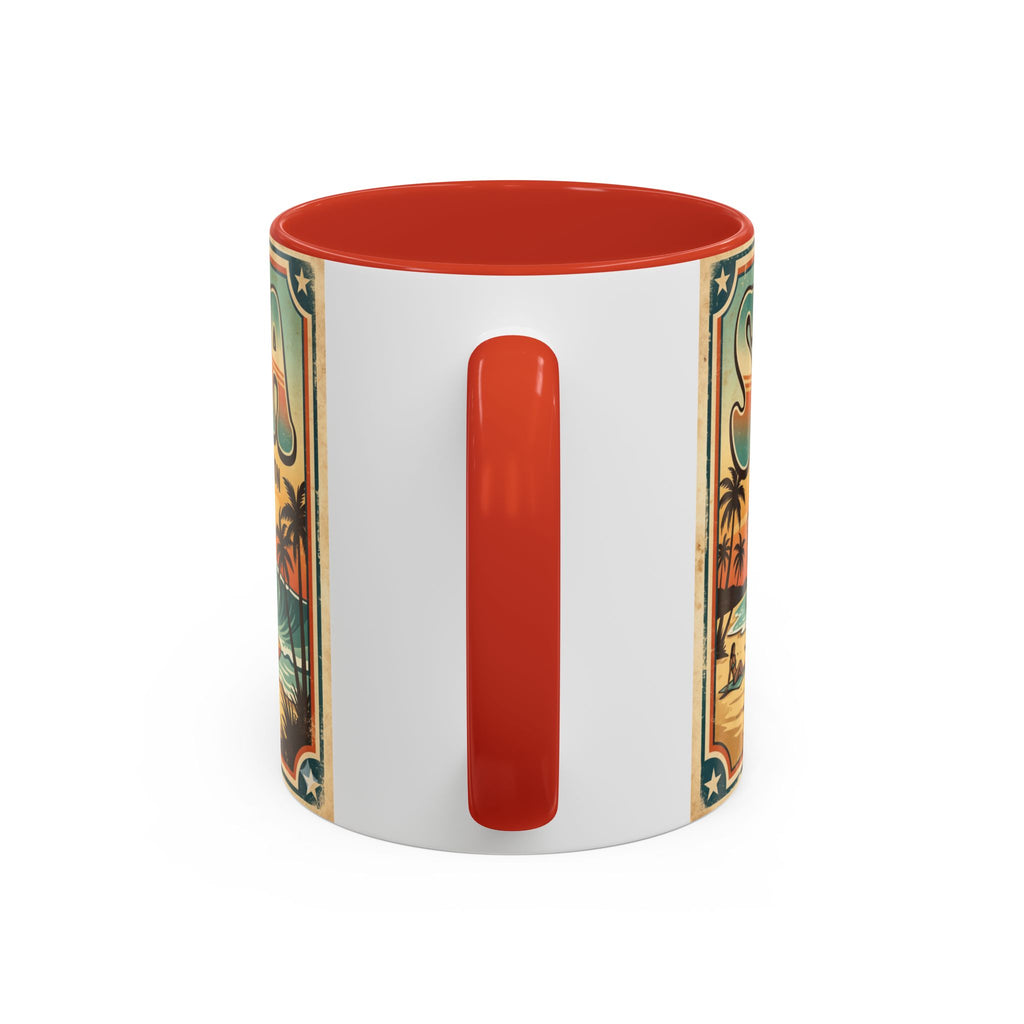 Surfing USA Coffee Mug — Retro Beach Vintage Surfboard Sunset Design