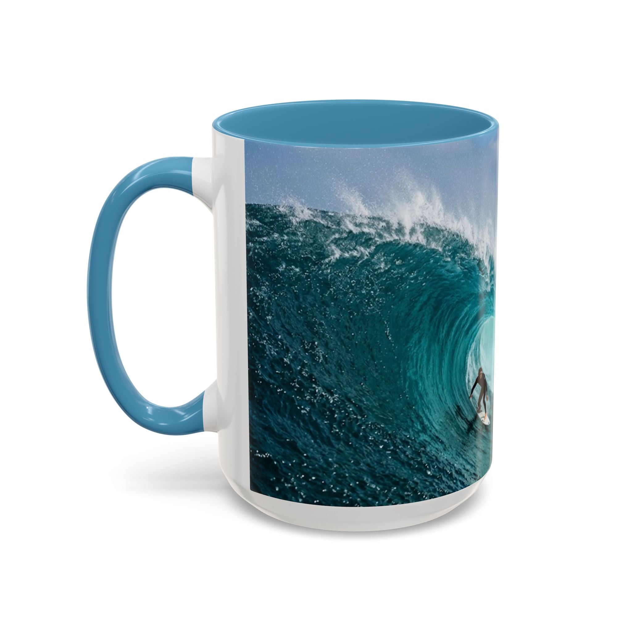 Surfing Wave Accent Coffee Mug — Ocean Beach Surfboard Photo 11/15oz