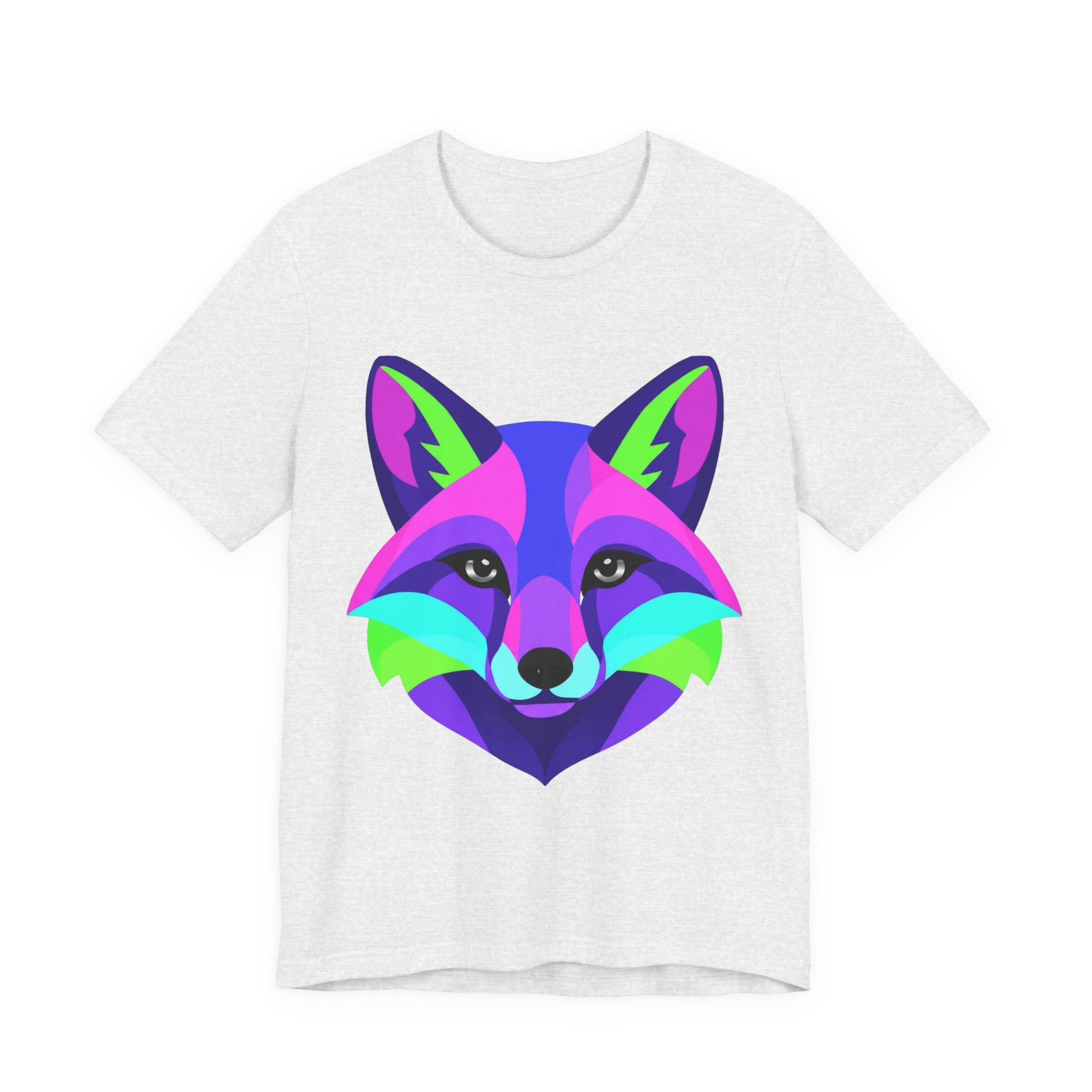 Colorful Neon Fox T-Shirt — Vibrant Geometric Fox Tee for Animal Lovers