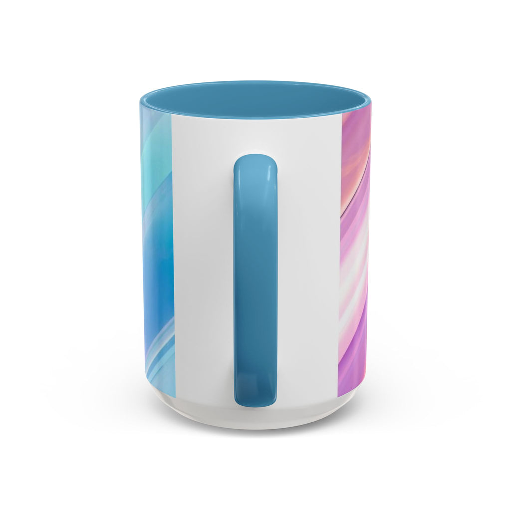 Pastel Swirl Accent Coffee Mug — Iridescent Pink & Blue 11/15oz