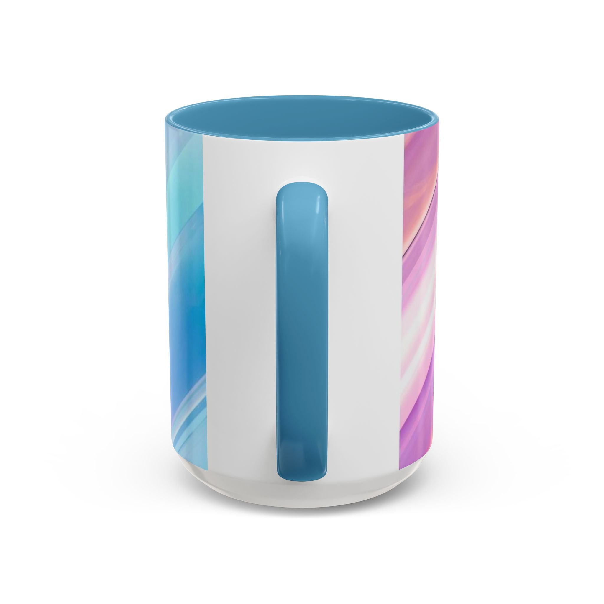 Pastel Swirl Accent Coffee Mug — Iridescent Pink & Blue 11/15oz