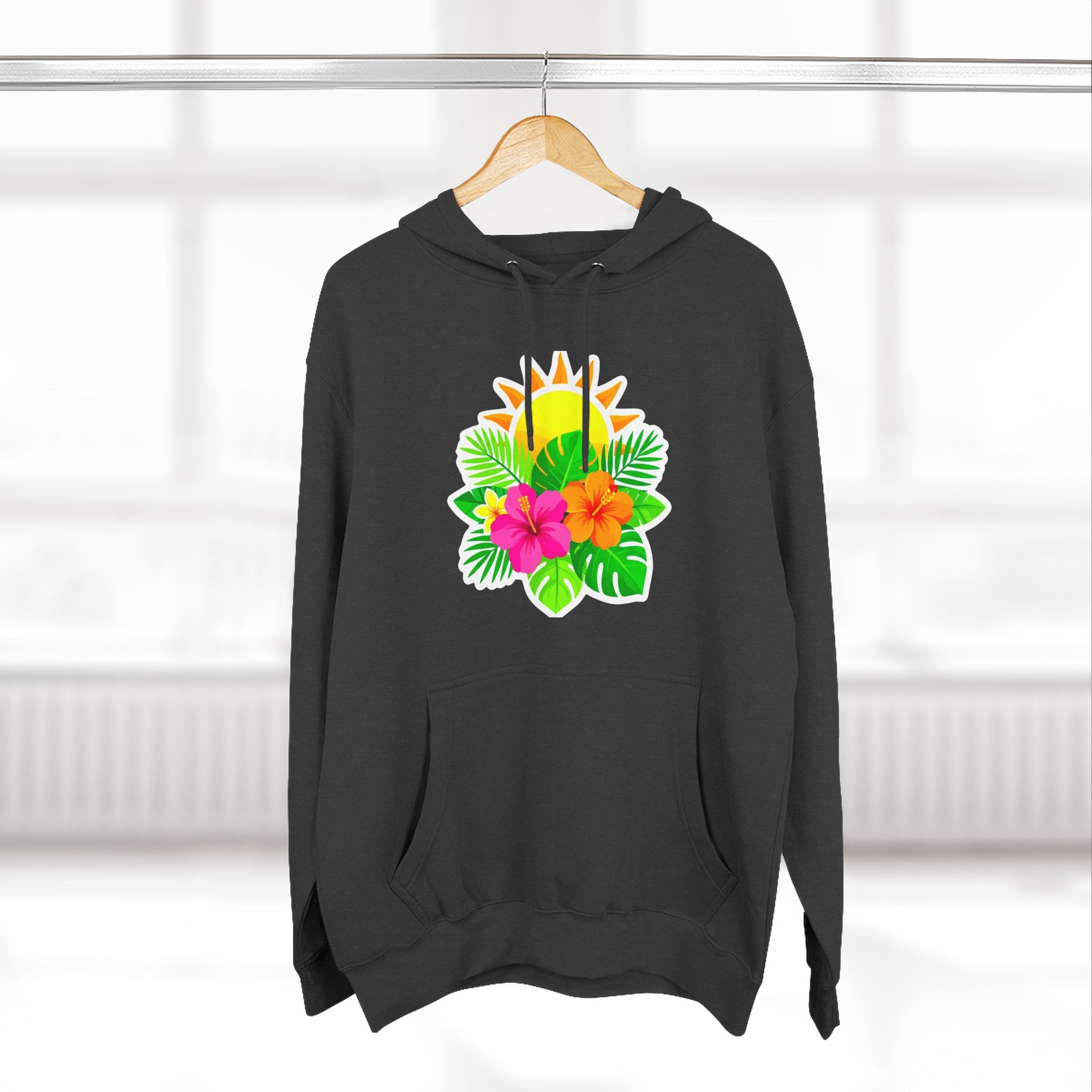Tropical Hibiscus Hoodie — Sun & Palm Floral Pullover
