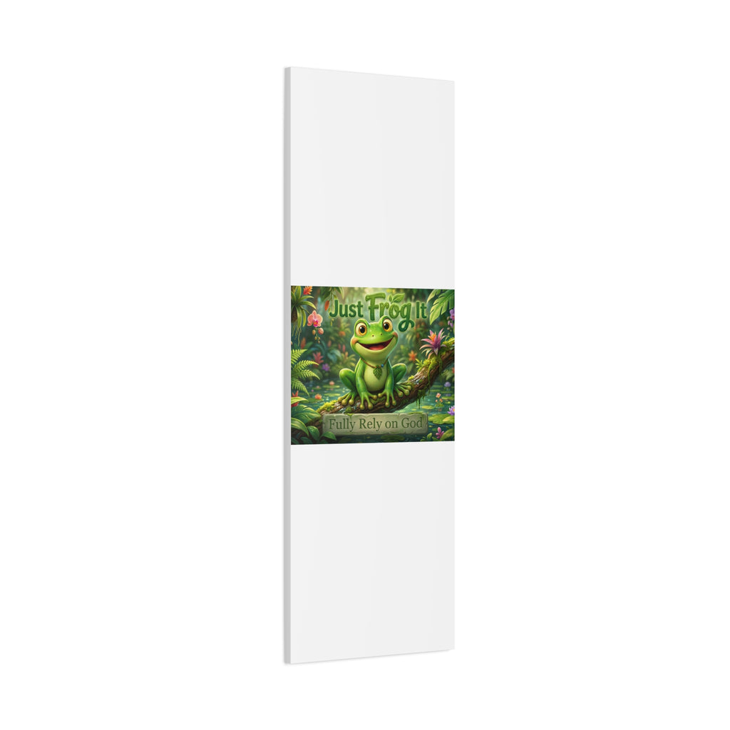 Just Frog It Canvas Wall Art — "Fully Rely on God" Inspirational Frog Print