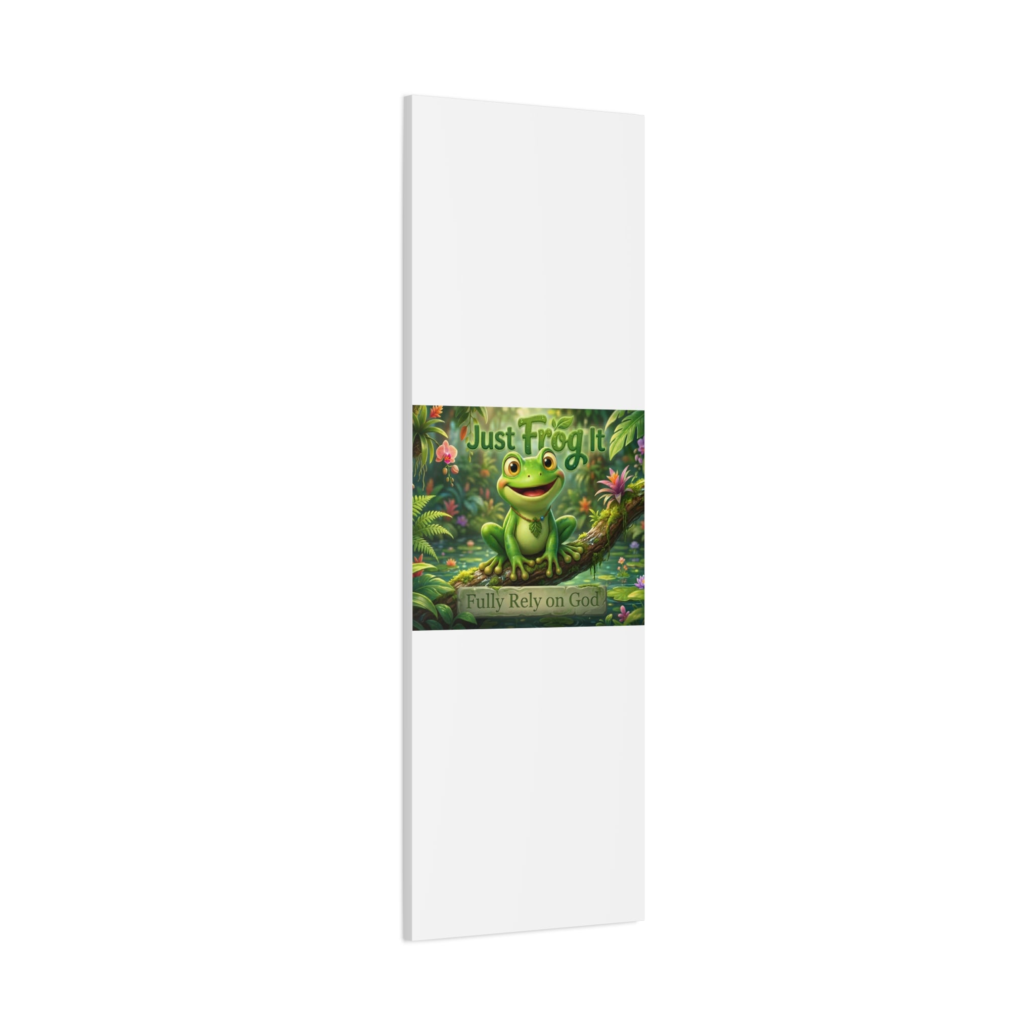 Just Frog It Canvas Wall Art — "Fully Rely on God" Inspirational Frog Print
