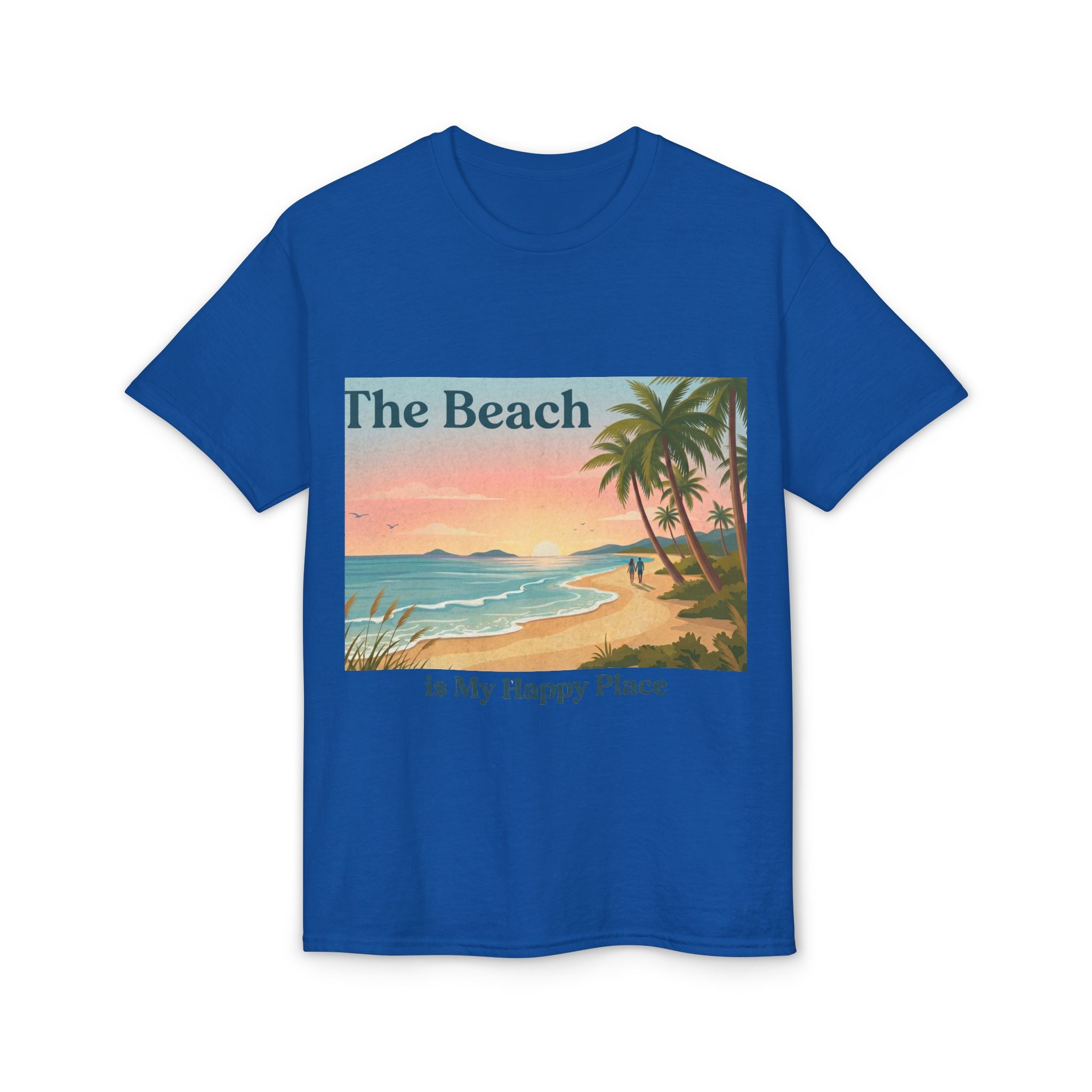 Beach Is My Happy Place T-Shirt — Tropical Sunset Vacation Tee