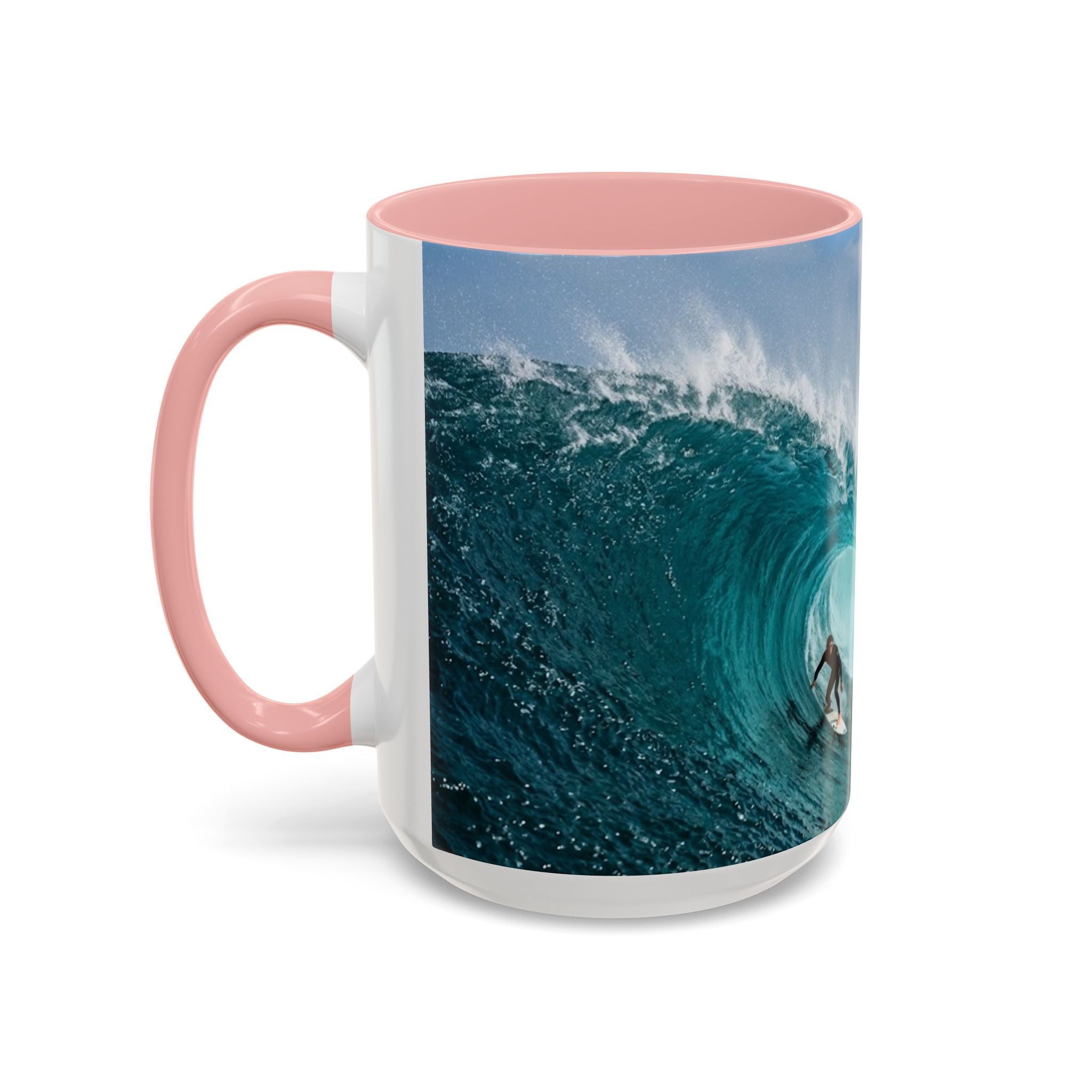 Surfing Wave Accent Coffee Mug — Ocean Beach Surfboard Photo 11/15oz