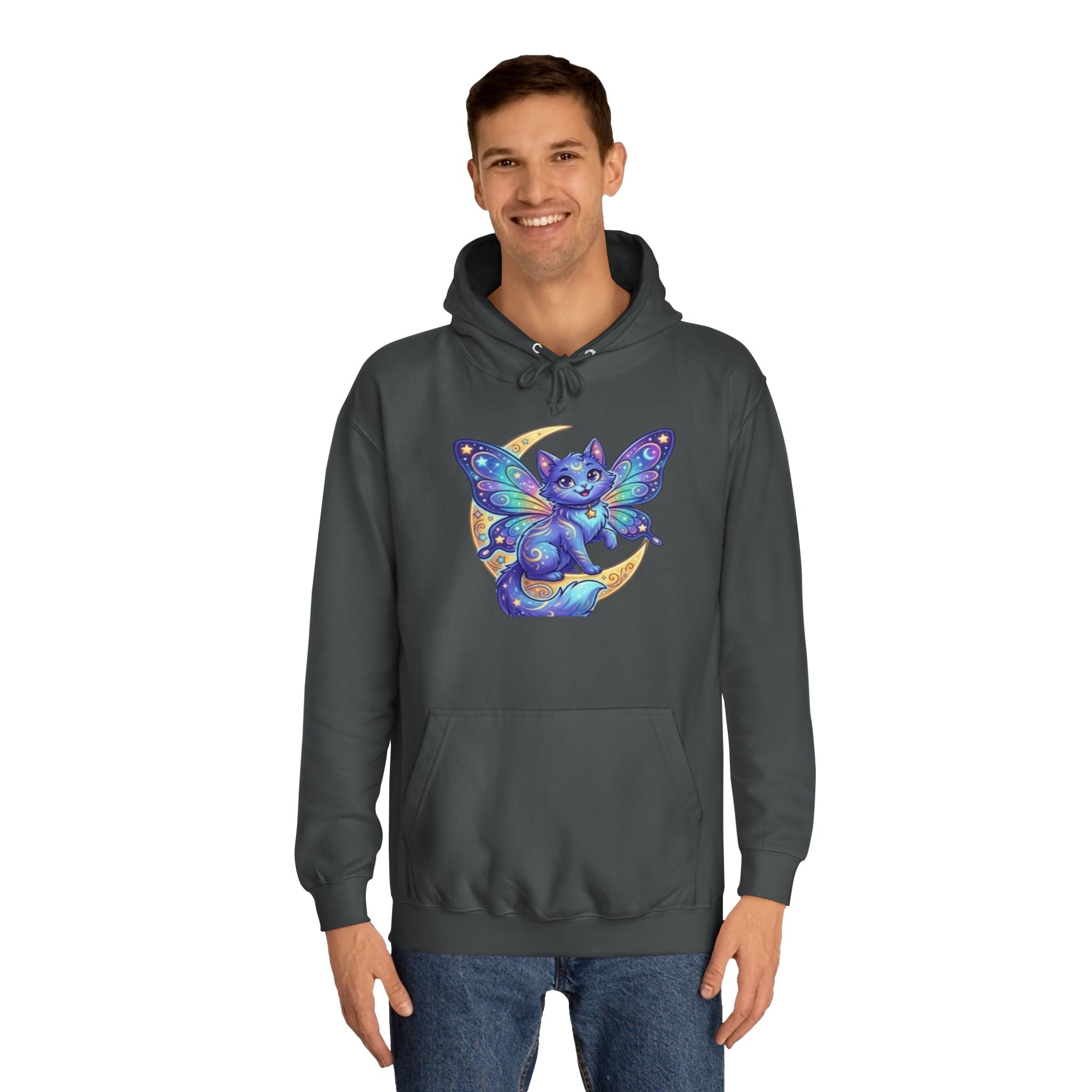 Butterfly Cat Hoodie — Cosmic Purple Kitty Graphic Pullover