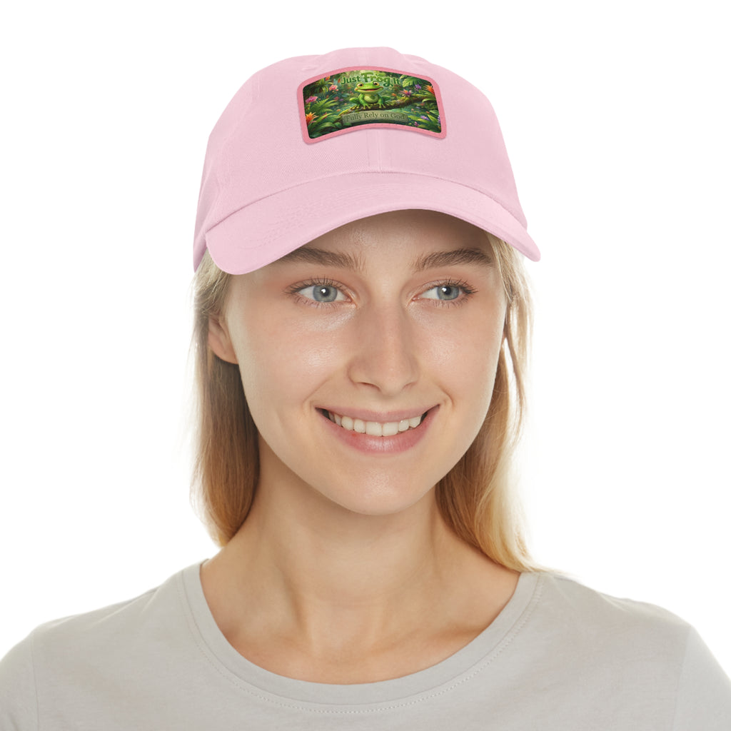 Frog Patch Dad Hat — 'Just Frog It' Leather Patch Baseball Cap
