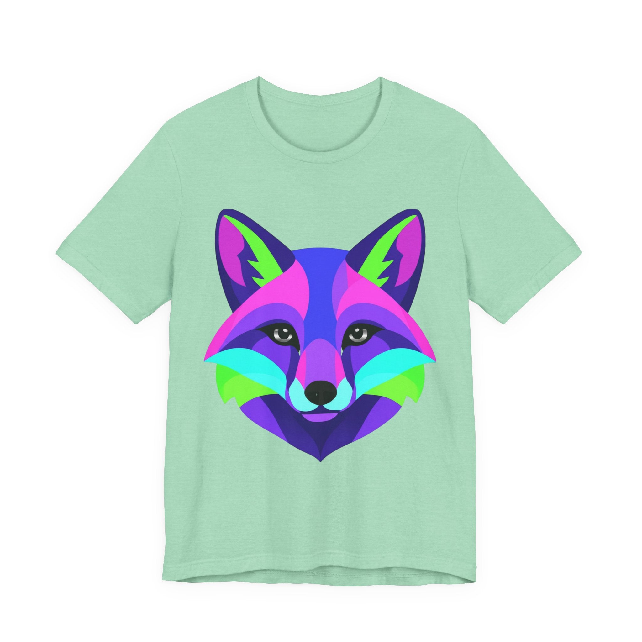 Colorful Neon Fox T-Shirt — Vibrant Geometric Fox Tee for Animal Lovers