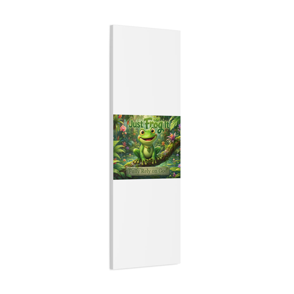 Just Frog It Canvas Wall Art — "Fully Rely on God" Inspirational Frog Print