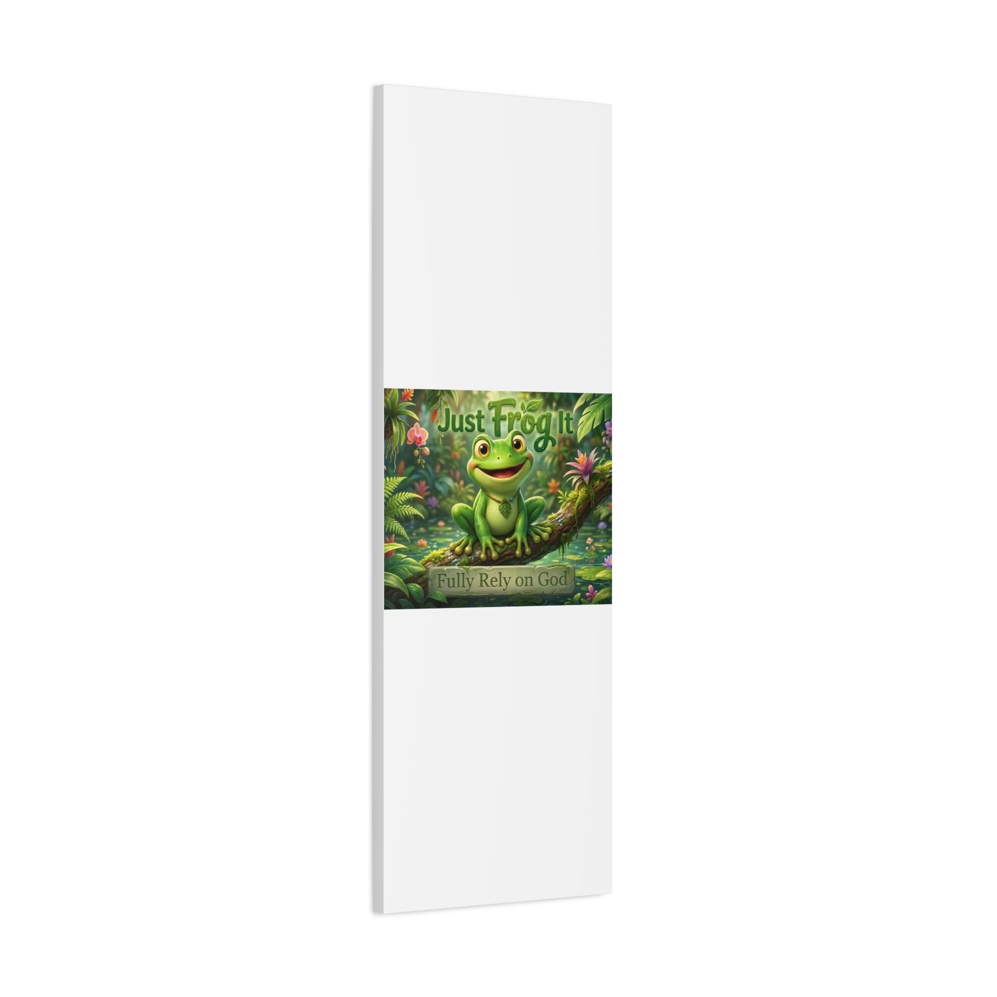 Just Frog It Canvas Wall Art — "Fully Rely on God" Inspirational Frog Print