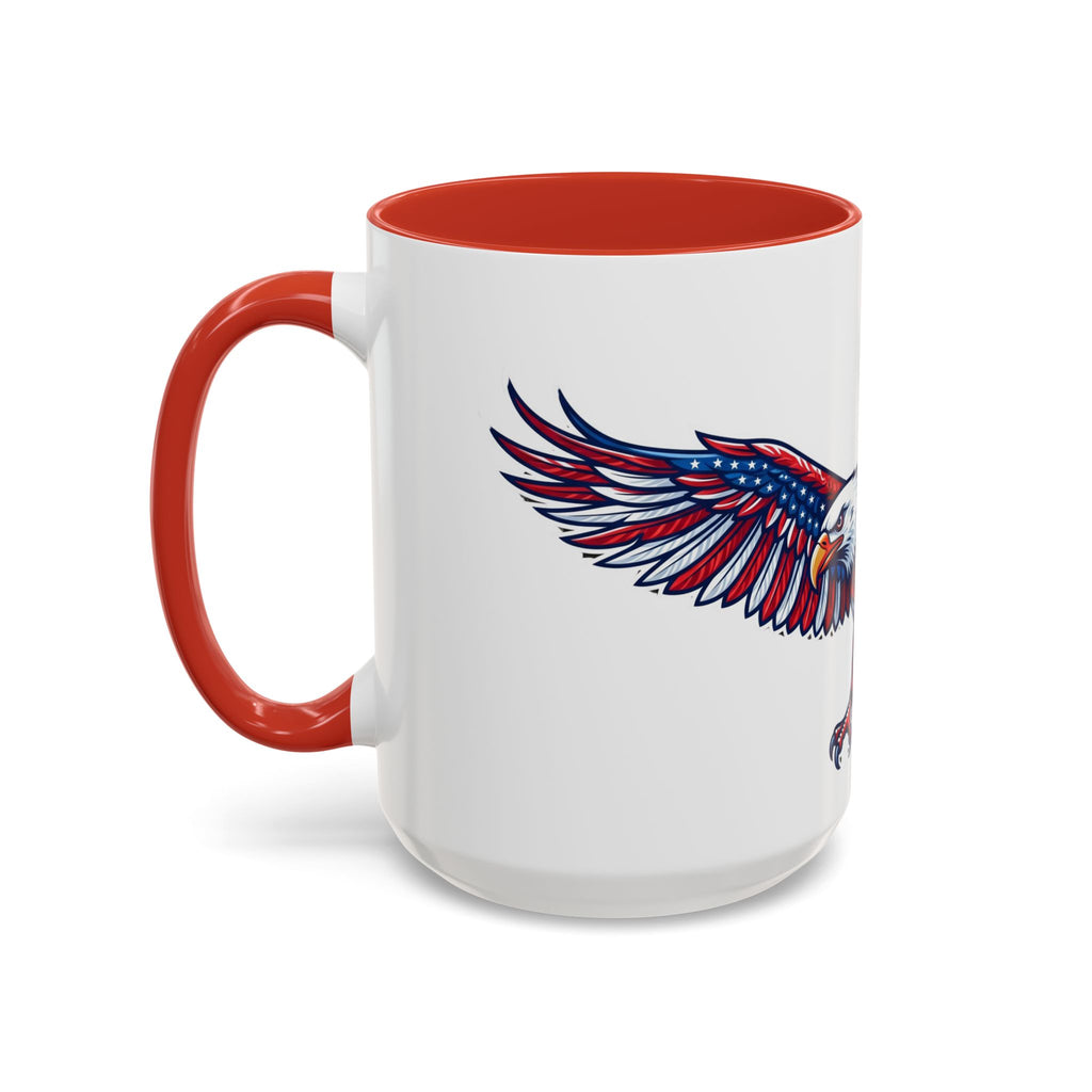 Patriotic Eagle Accent Coffee Mug — Red White & Blue Flying Eagle (11/15oz)