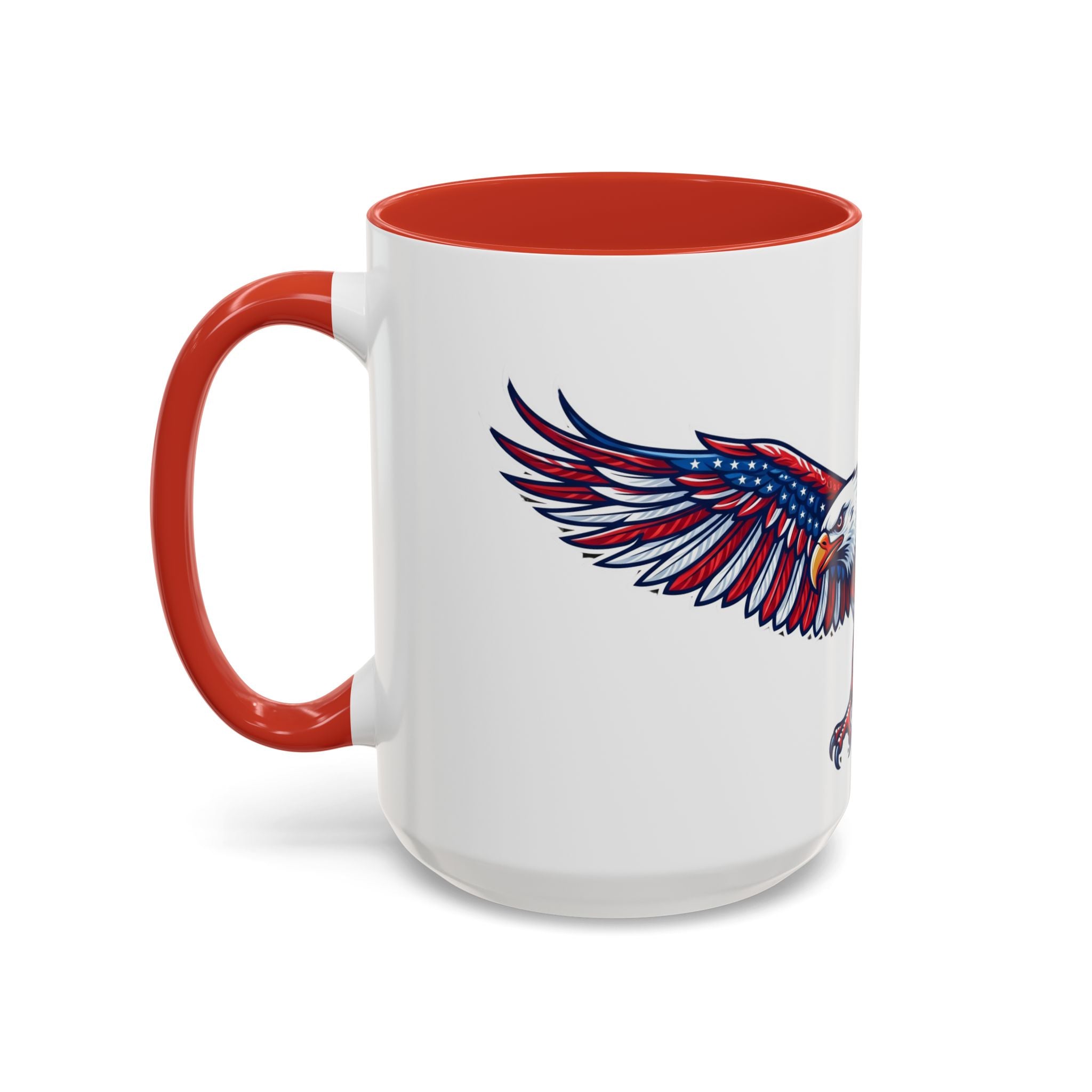 Patriotic Eagle Accent Coffee Mug — Red White & Blue Flying Eagle (11/15oz)