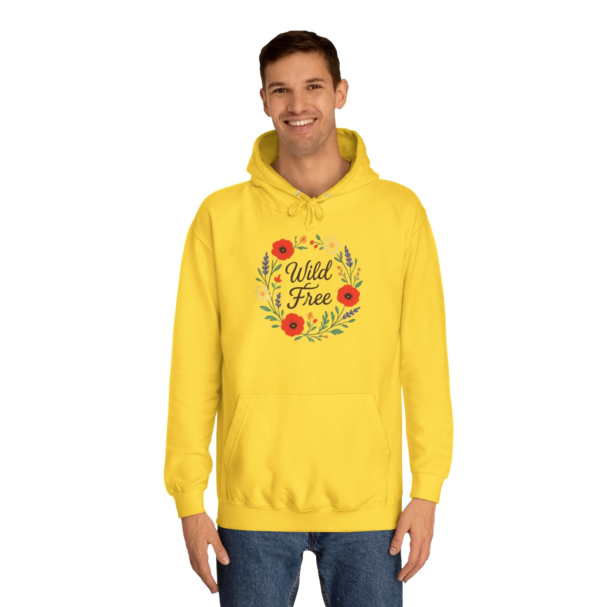 Wild & Free Floral Hoodie — Women's Boho Inspirational Sweatshirt