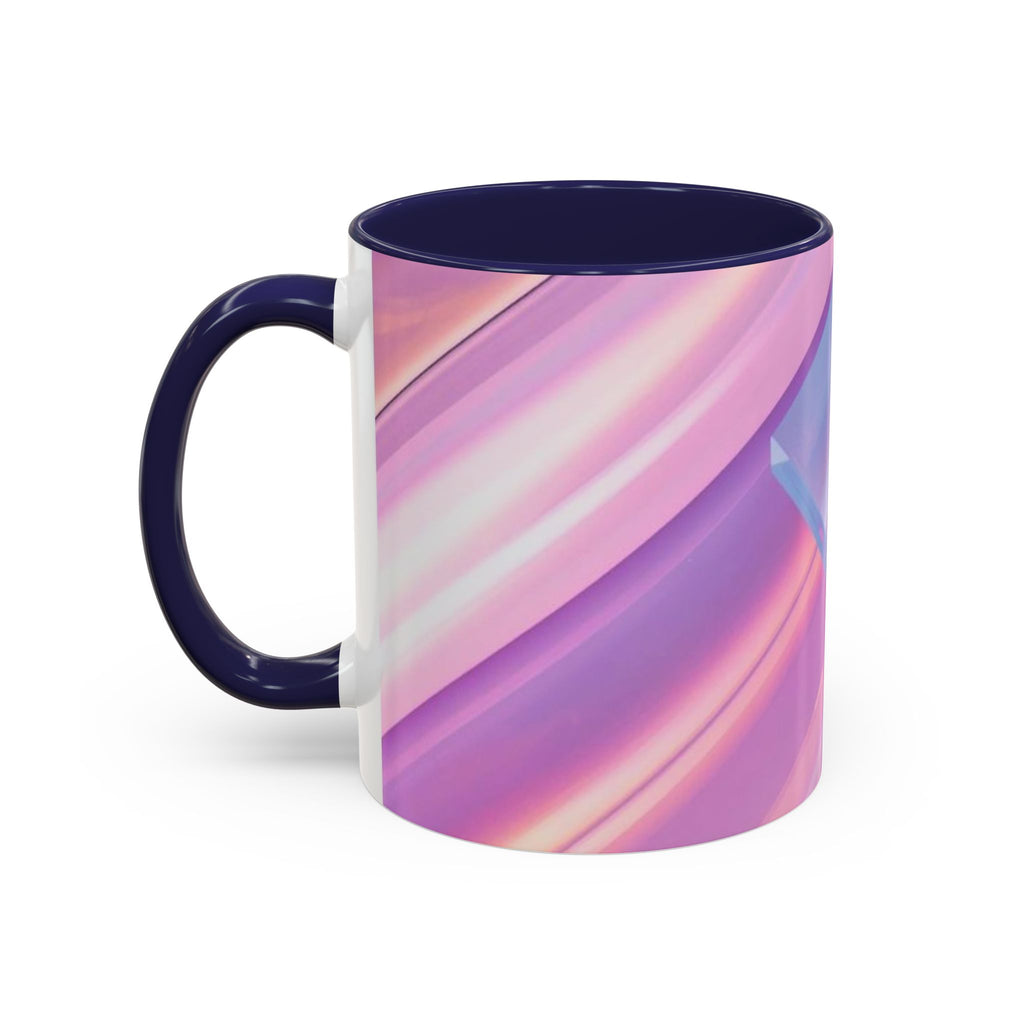 Pastel Swirl Accent Coffee Mug — Iridescent Pink & Blue 11/15oz