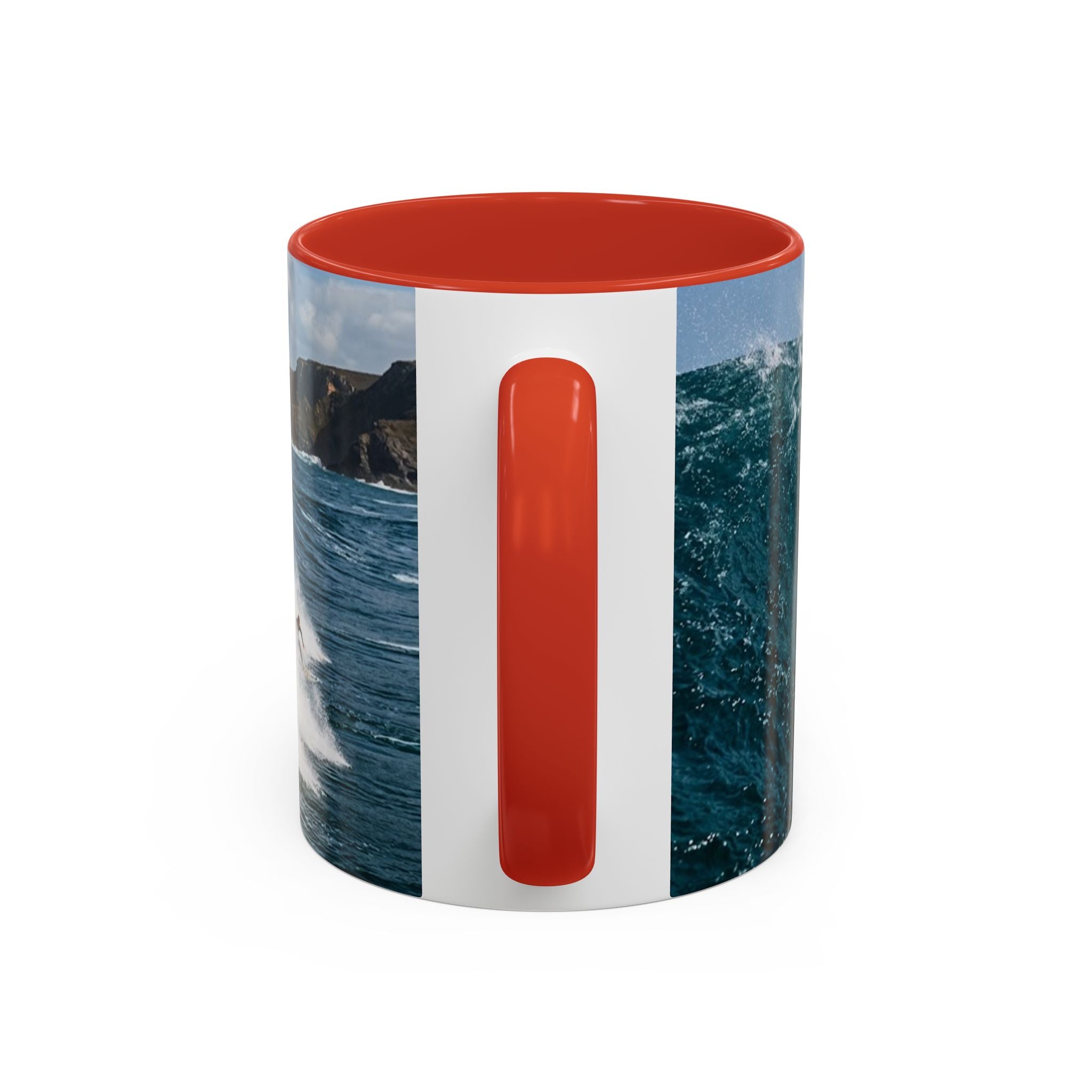 Surfing Wave Accent Coffee Mug — Ocean Beach Surfboard Photo 11/15oz