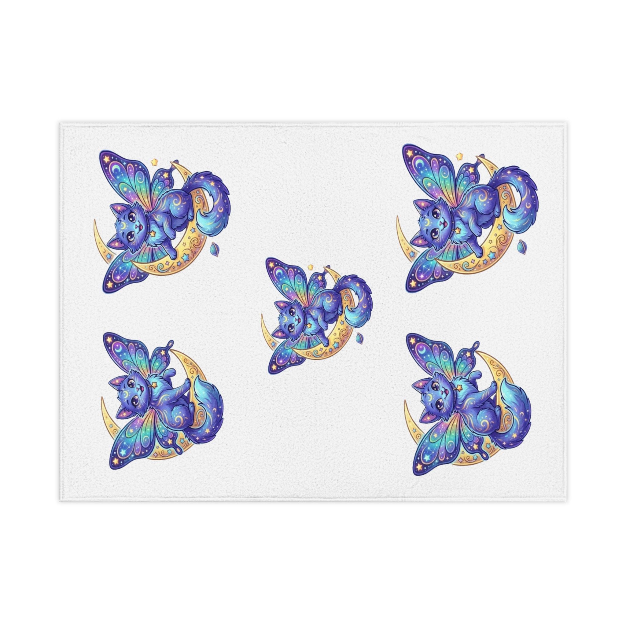 Fairy Cat Toddler Blanket — Magical Moon Pattern Plush Baby Throw
