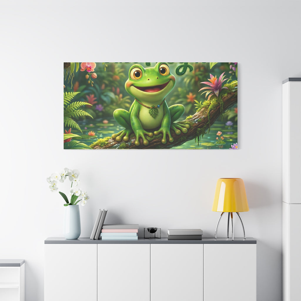 Just Frog It Canvas Wall Art — "Fully Rely on God" Inspirational Frog Print