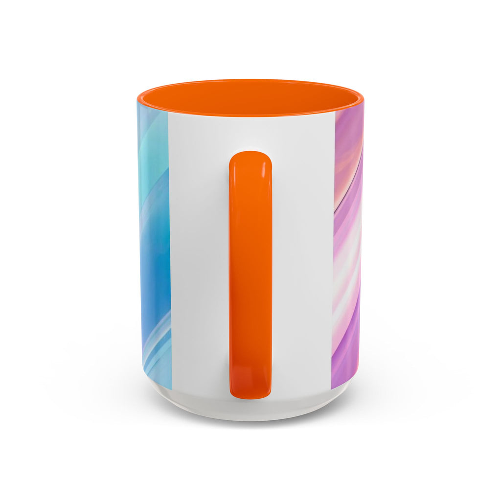 Pastel Swirl Accent Coffee Mug — Iridescent Pink & Blue 11/15oz