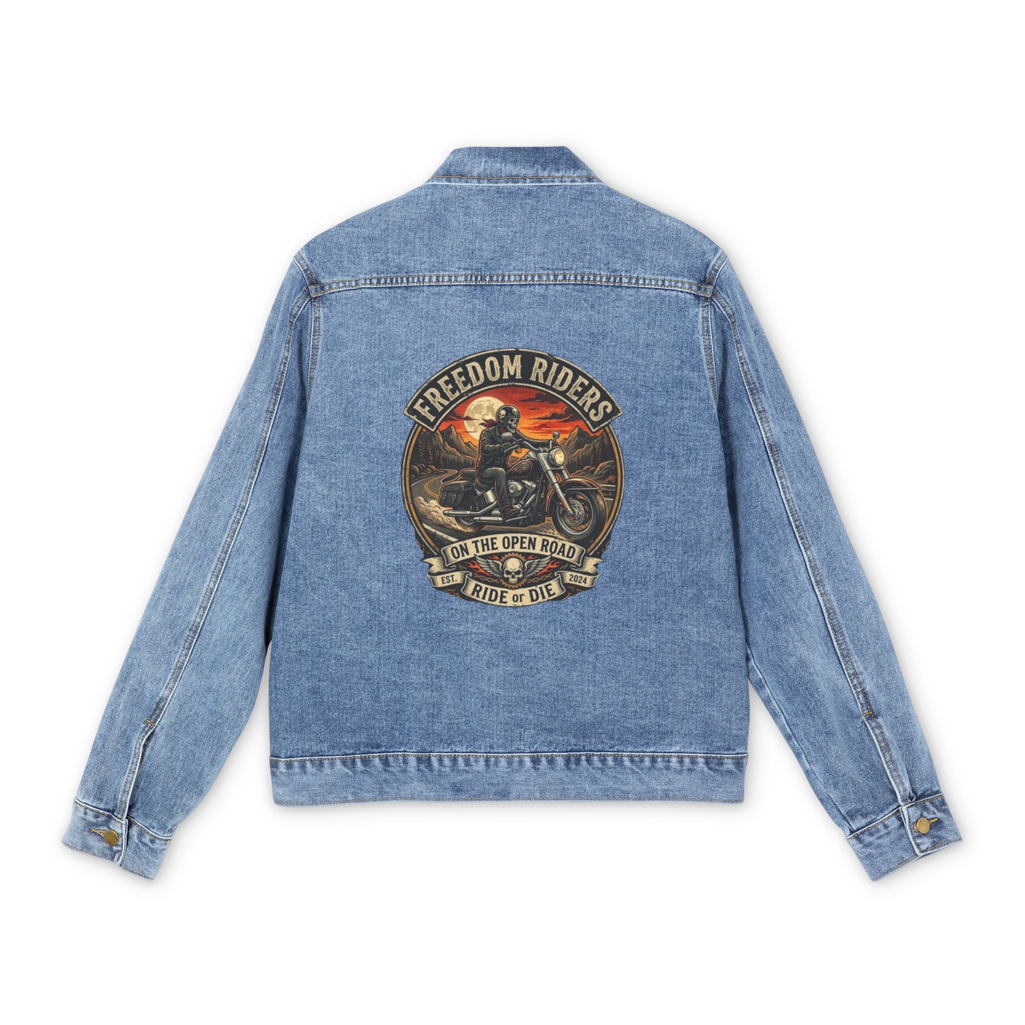 Freedom Riders Denim Jacket — Vintage Motorcycle Back Patch