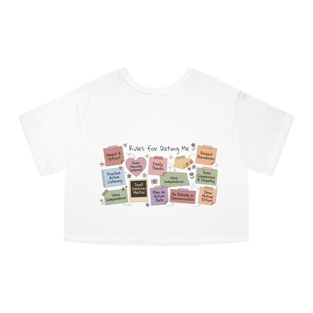 Cropped Tee — "Rules for Resting Me" Self-Care Graphic