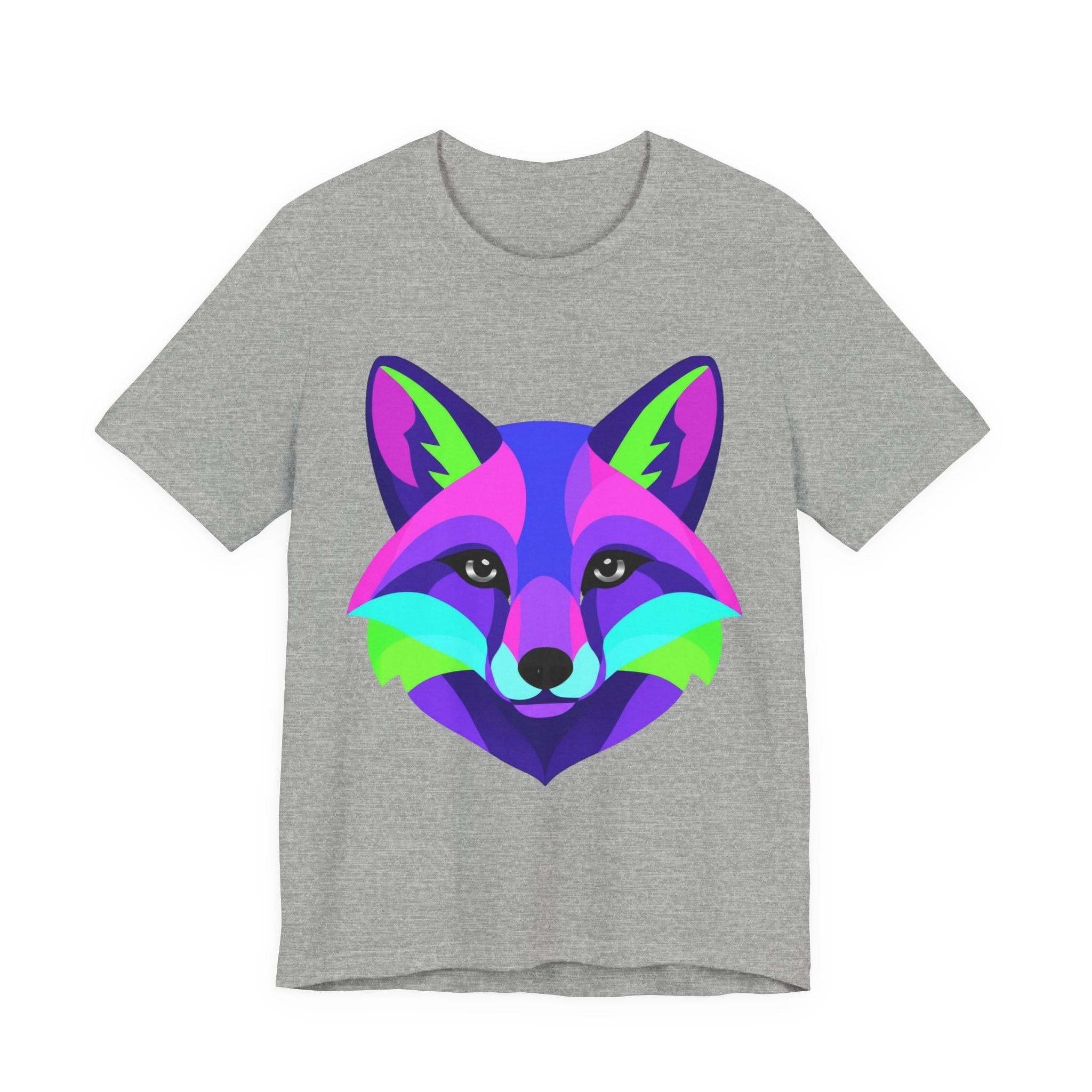 Colorful Neon Fox T-Shirt — Vibrant Geometric Fox Tee for Animal Lovers