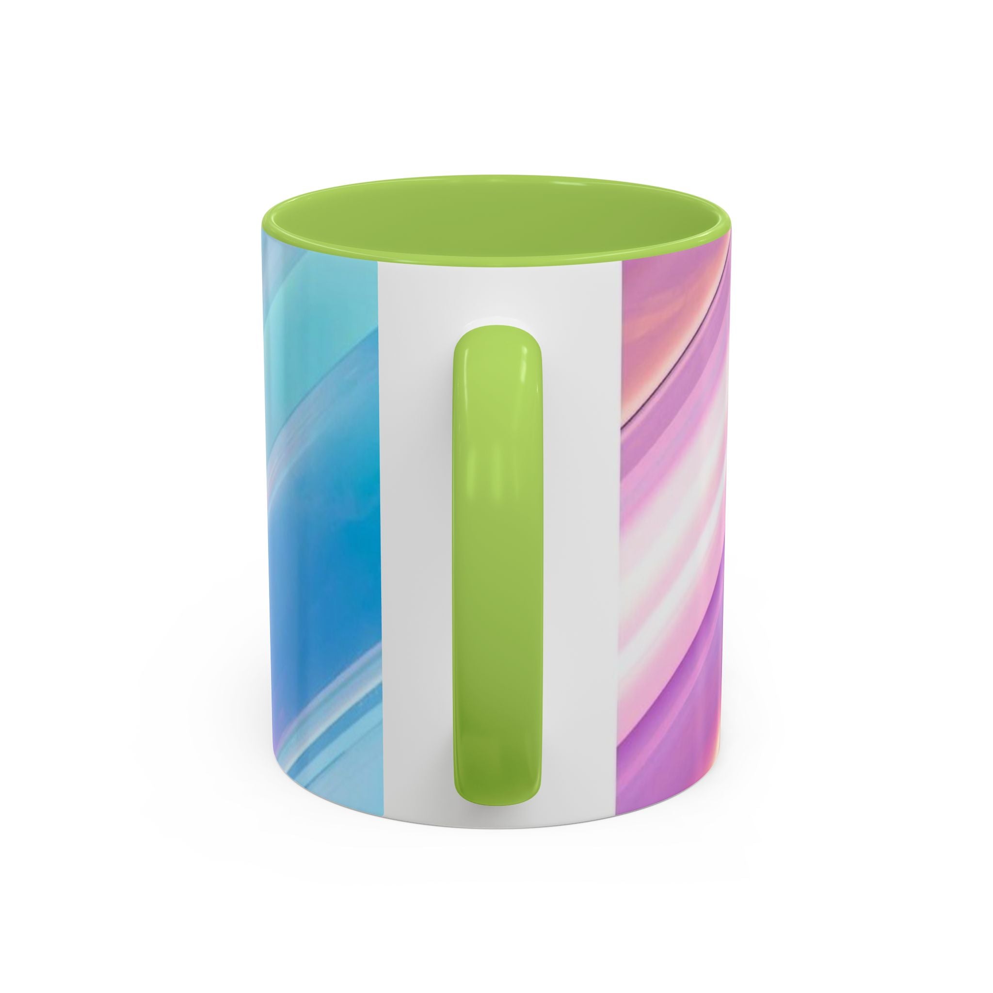 Pastel Swirl Accent Coffee Mug — Iridescent Pink & Blue 11/15oz