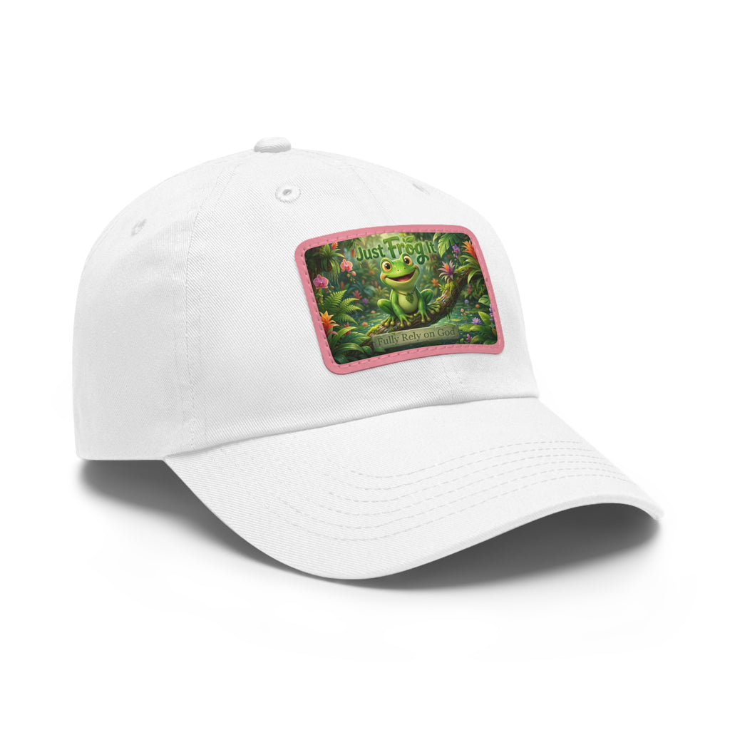 Frog Patch Dad Hat — 'Just Frog It' Leather Patch Baseball Cap