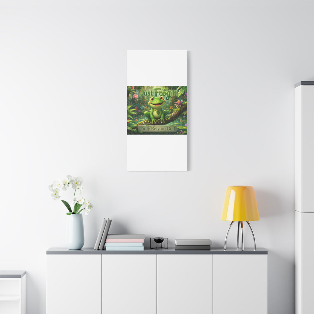 Just Frog It Canvas Wall Art — "Fully Rely on God" Inspirational Frog Print