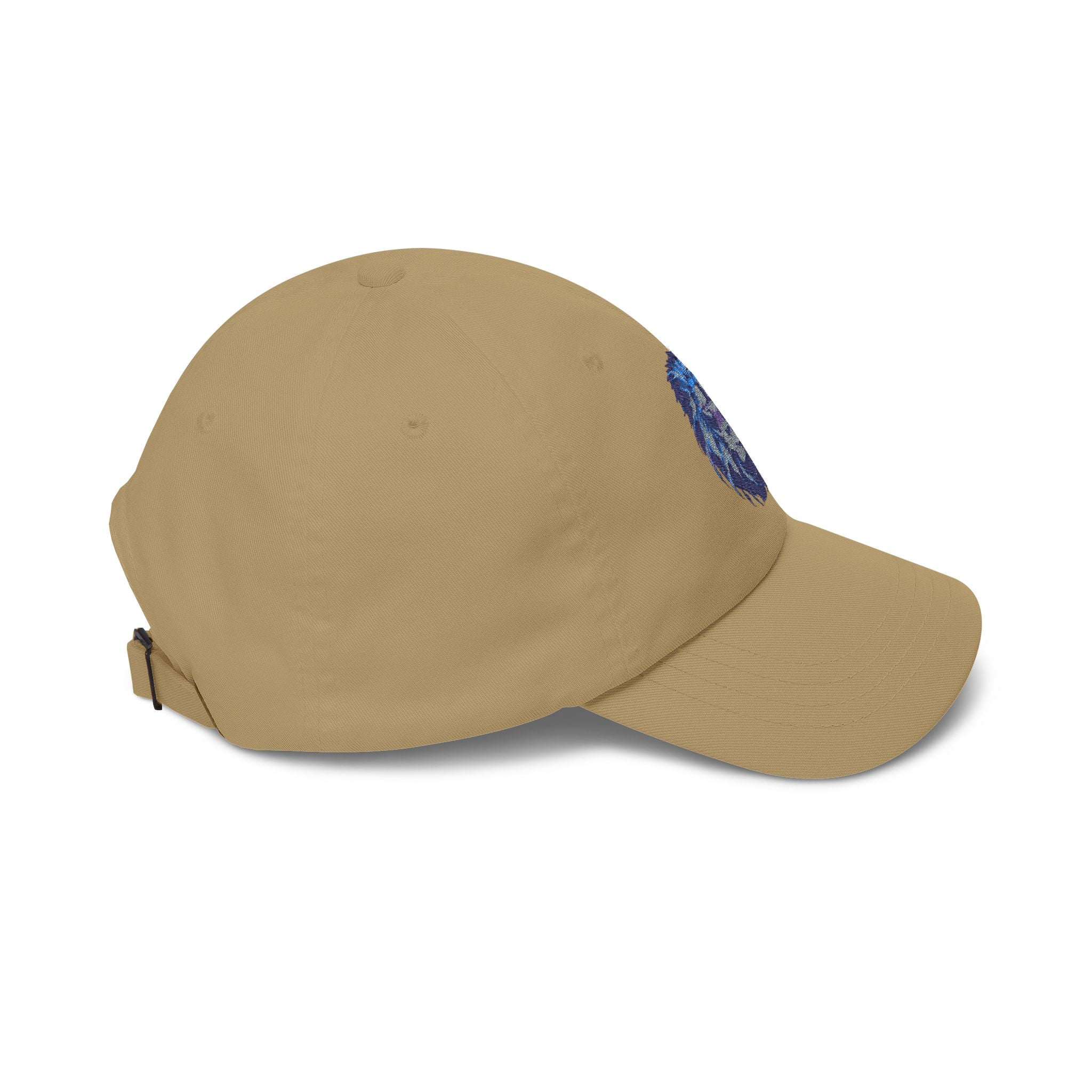 Lion Head Dad Cap — Blue Watercolor Embroidered Baseball Hat