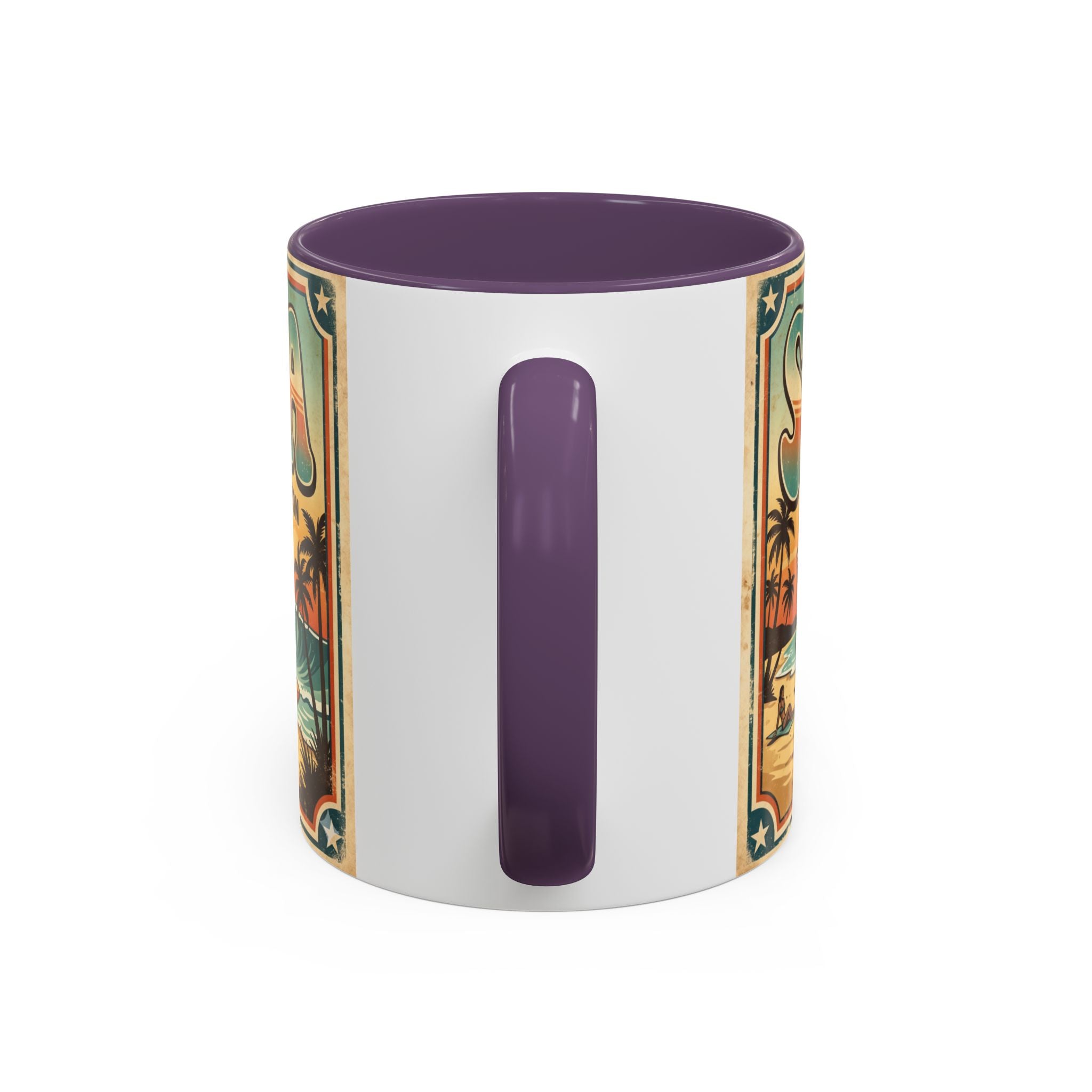 Surfing USA Coffee Mug — Retro Beach Vintage Surfboard Sunset Design