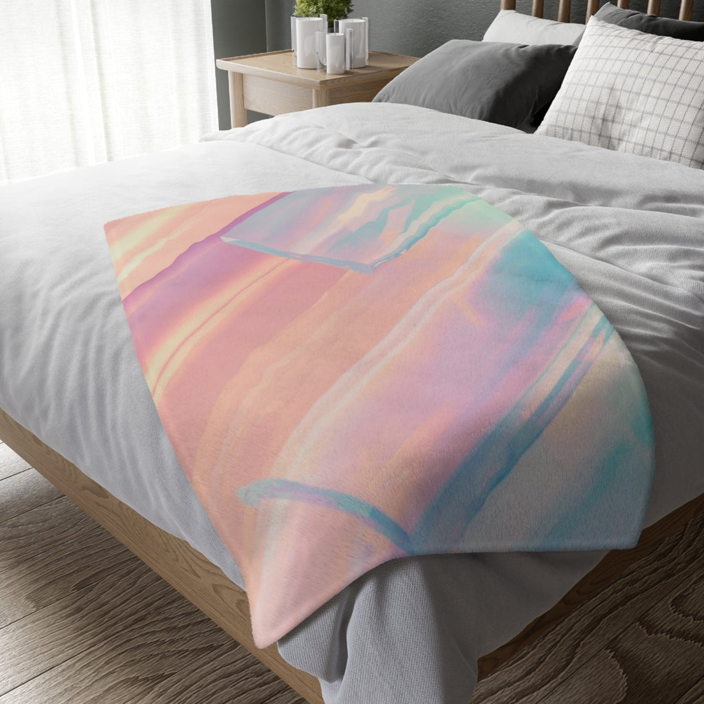 Pastel Prism Velveteen Blanket — Soft Microfiber Throw with Abstract Gradient Design