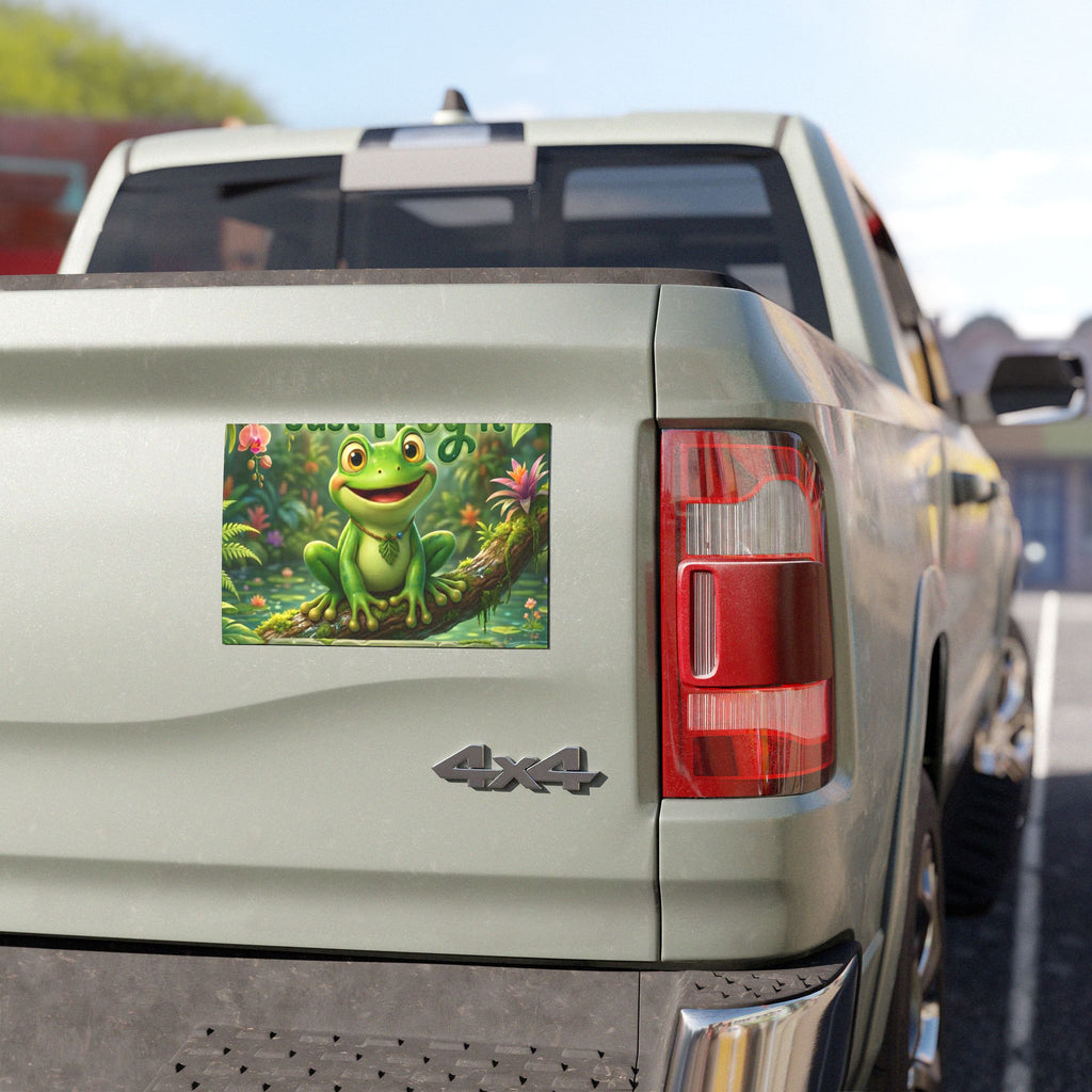 Car Magnet — 'Just Frog It' Cute Christian Frog Design (Fully Rely on God)