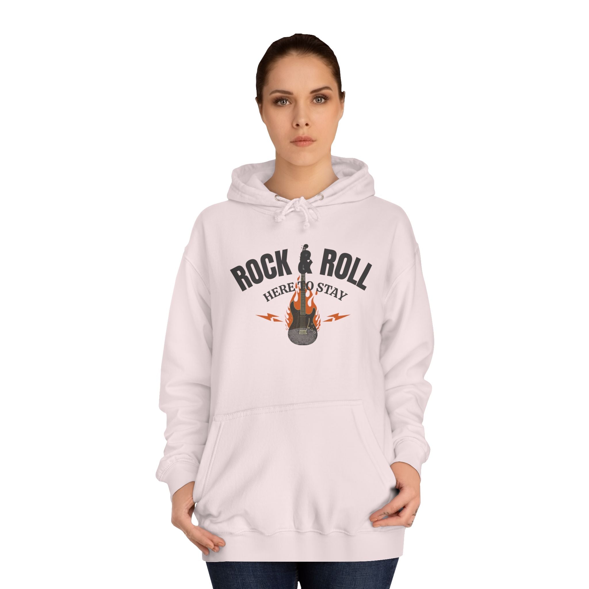 Rock & Roll Flame Guitar Hoodie — Vintage Music College Sweatshirt