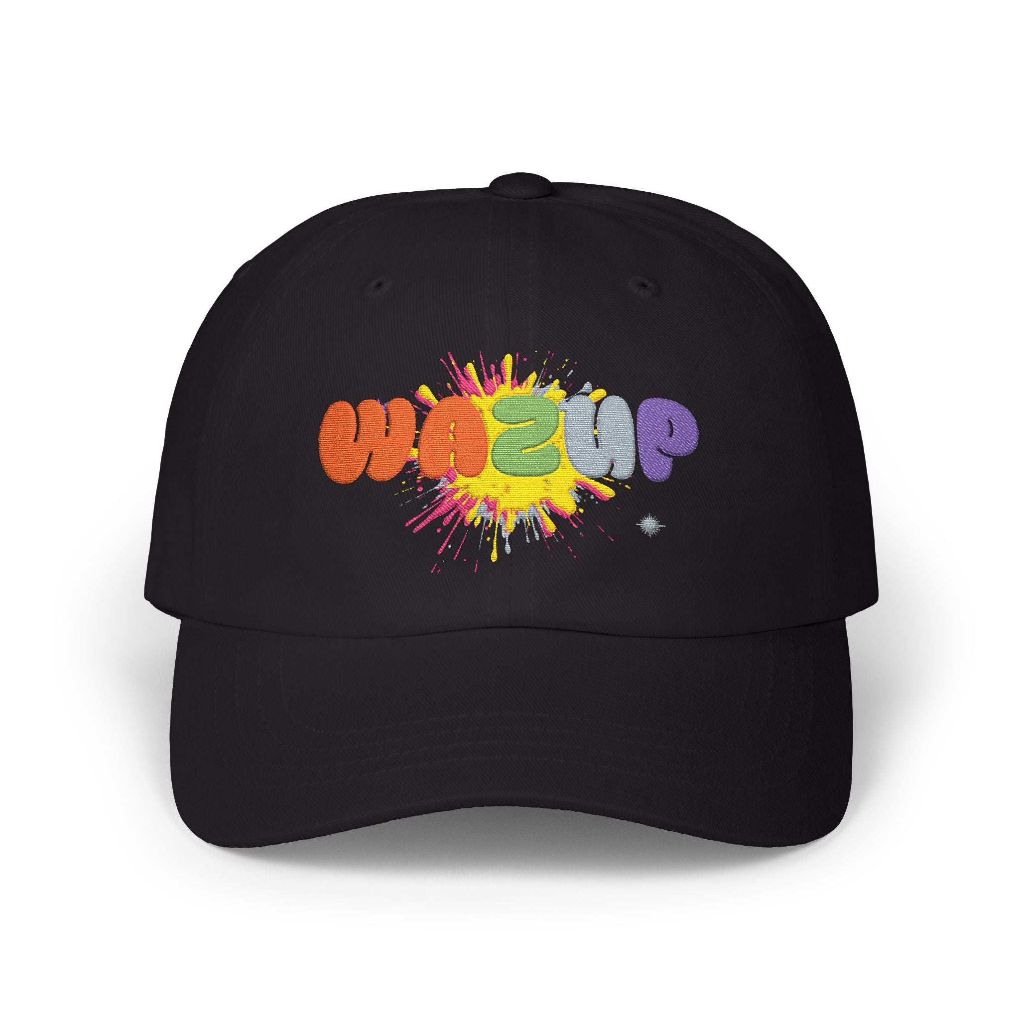 Classic Dad Cap — 'WAZUP' Rainbow Splash Embroidered Baseball Hat
