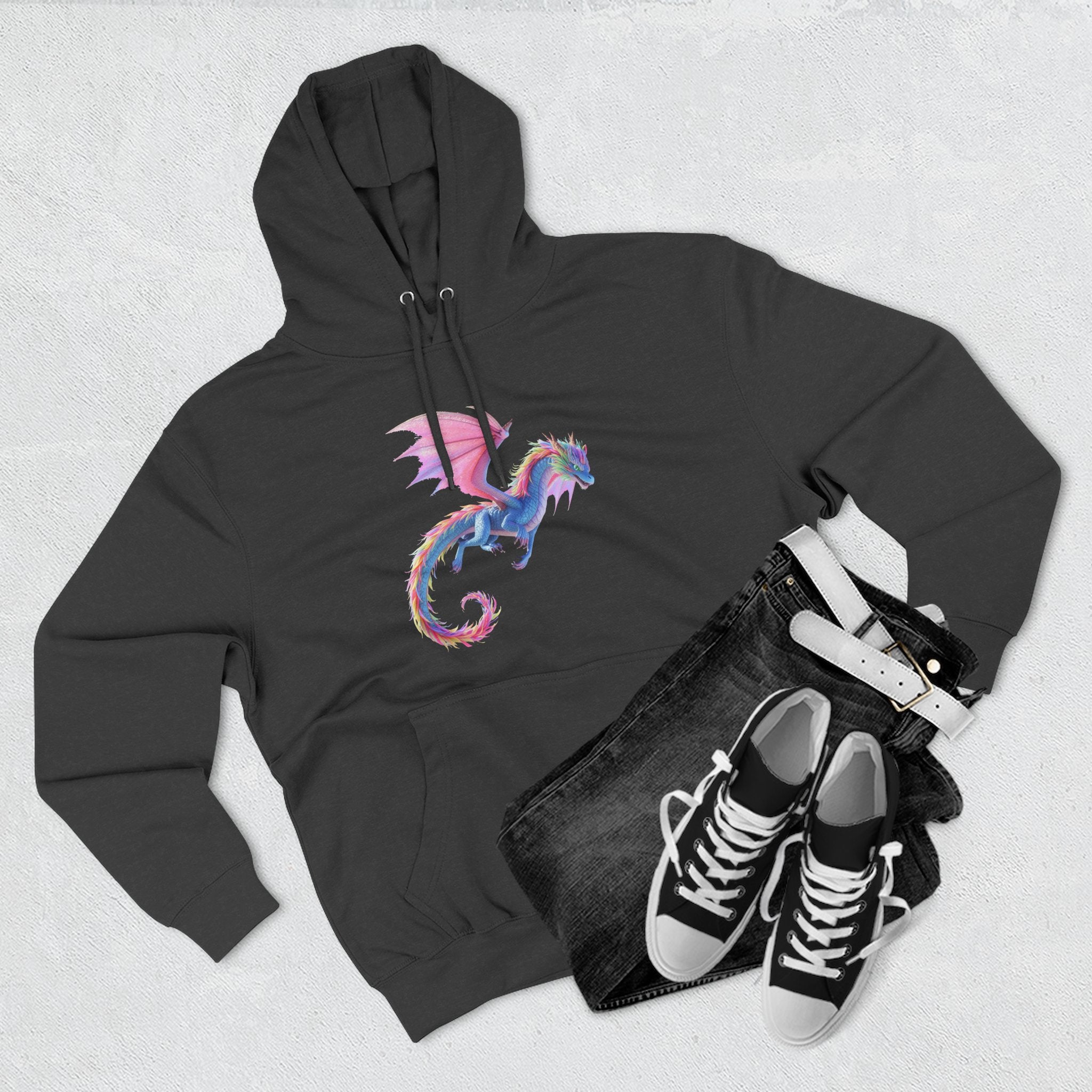 Dragon Watercolor Hoodie — Pastel Fantasy Flying Dragon Sweatshirt
