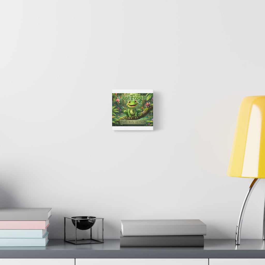 Just Frog It Canvas Wall Art — "Fully Rely on God" Inspirational Frog Print
