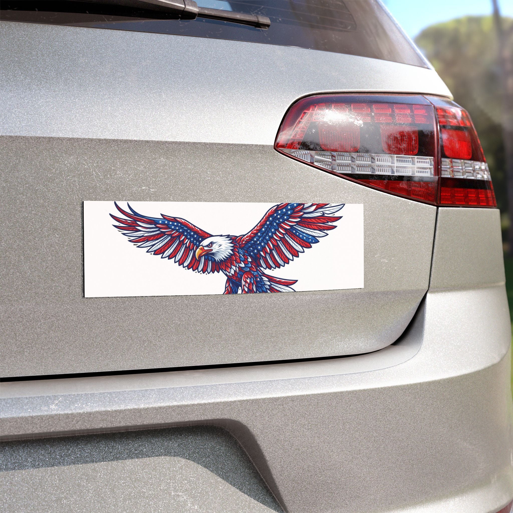 Patriotic Bald Eagle Car Magnet — American Flag Colors, Red White & Blue Vehicle Decal