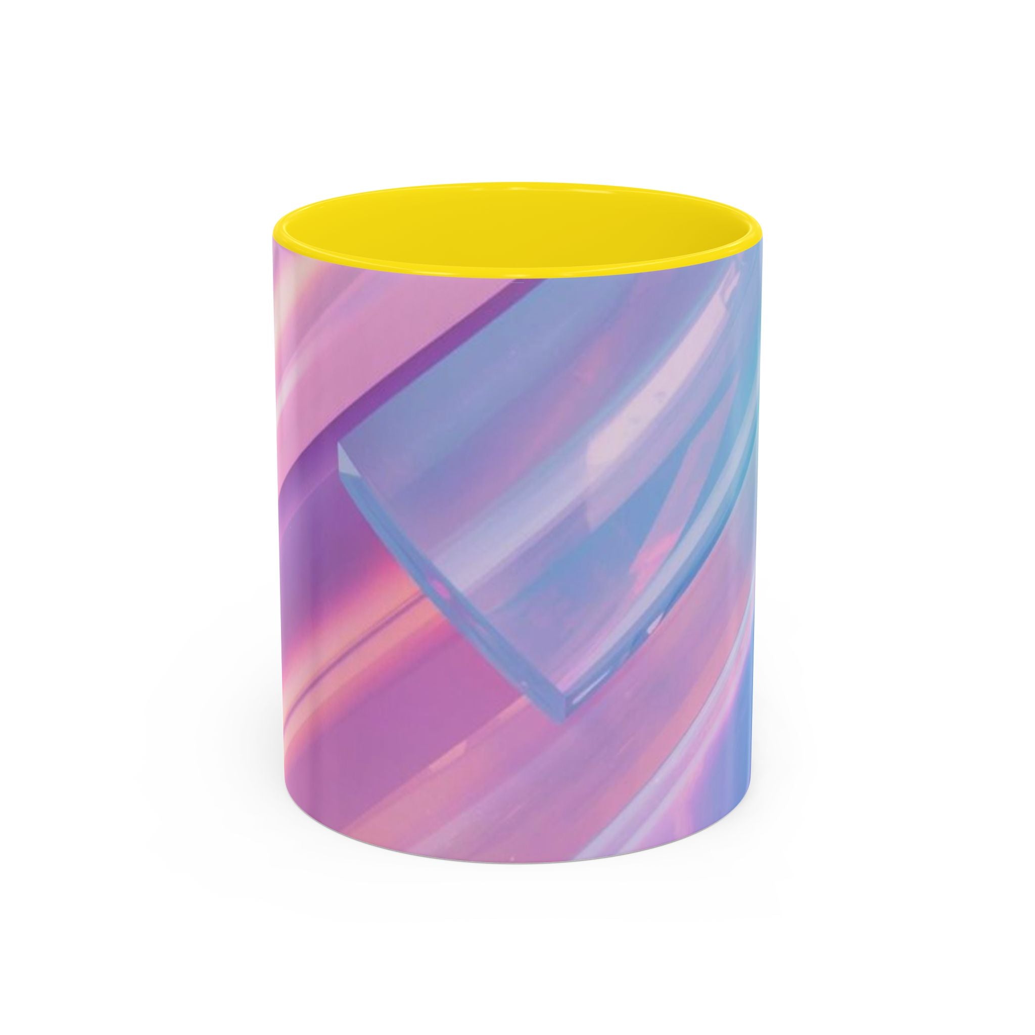 Pastel Swirl Accent Coffee Mug — Iridescent Pink & Blue 11/15oz