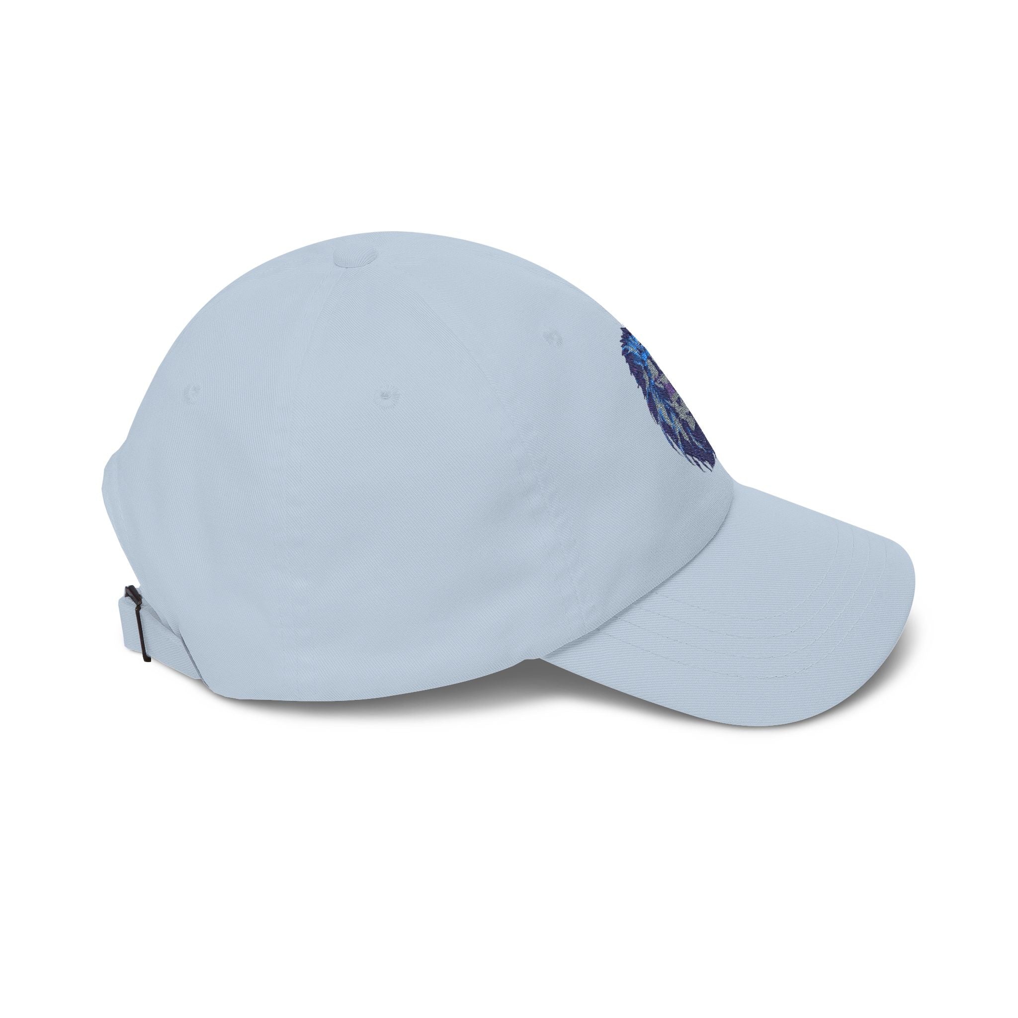 Lion Head Dad Cap — Blue Watercolor Embroidered Baseball Hat