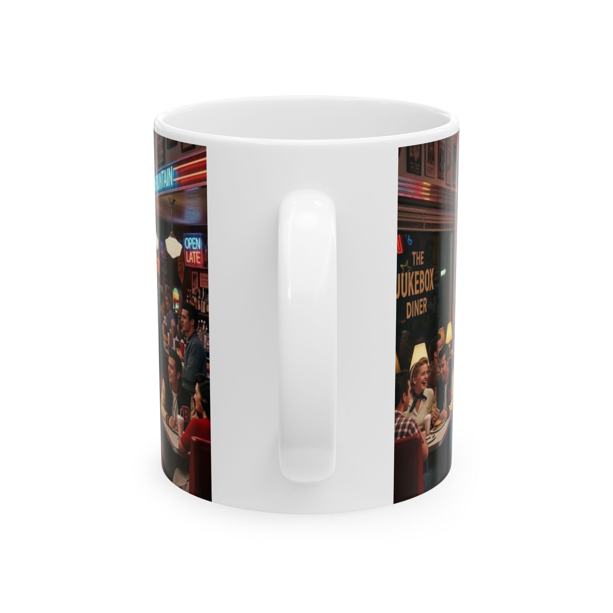 Rock and Roll Is Here to Stay Ceramic Mug — 11oz/15oz Retro 1950s Diner Design