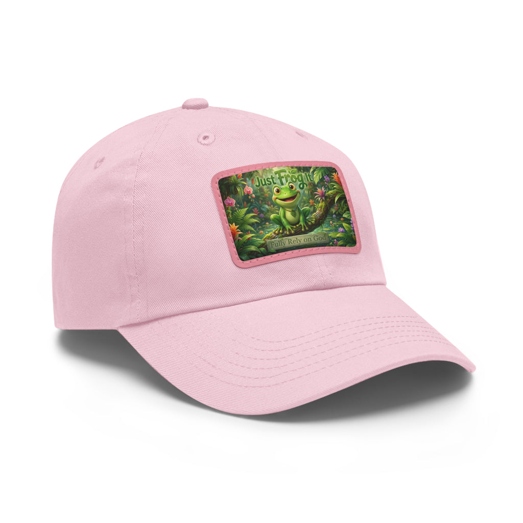 Frog Patch Dad Hat — 'Just Frog It' Leather Patch Baseball Cap