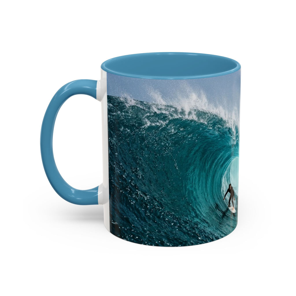 Surfing Wave Accent Coffee Mug — Ocean Beach Surfboard Photo 11/15oz