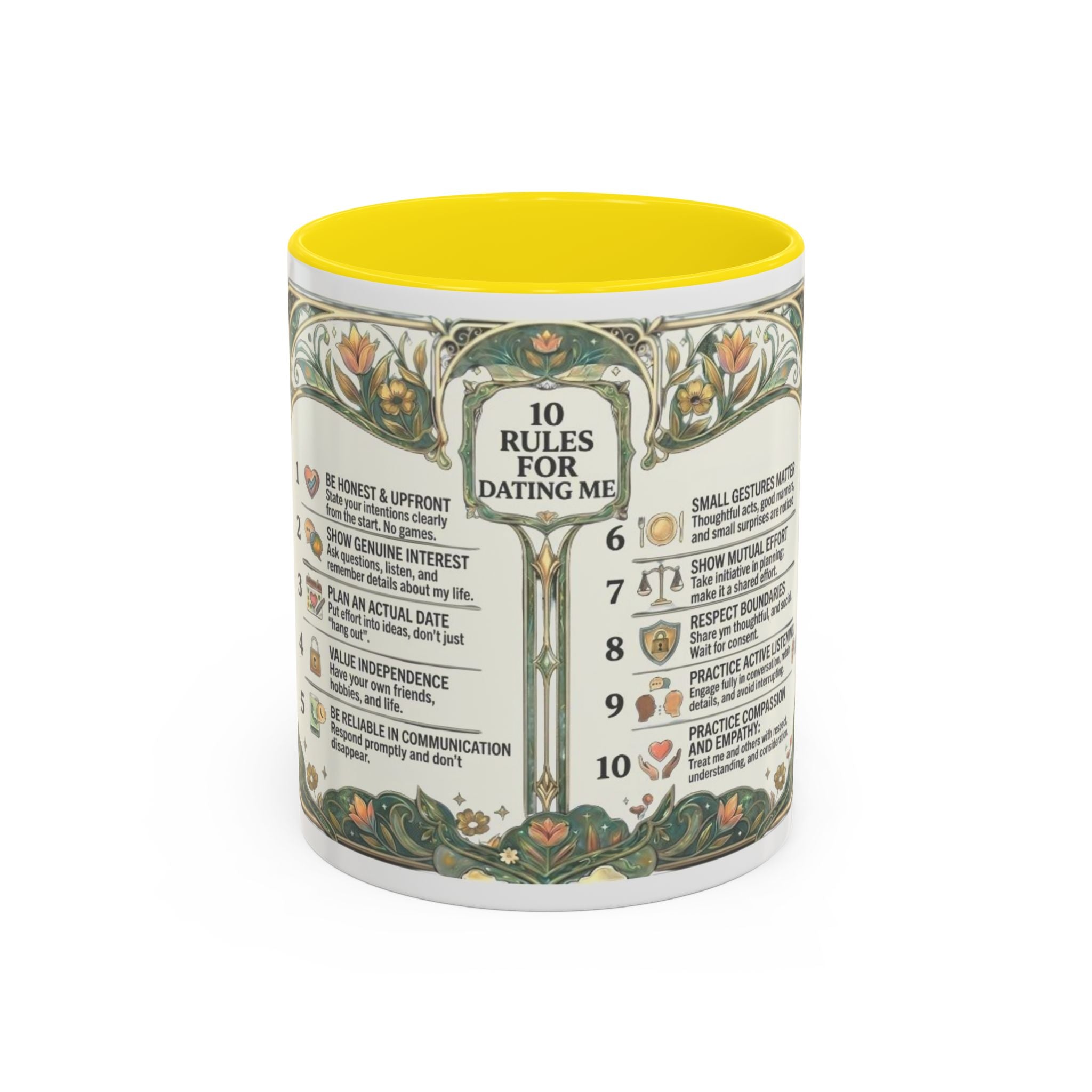 Accent Mug — '10 Rules for Dating Me' Decorative Coffee Cup