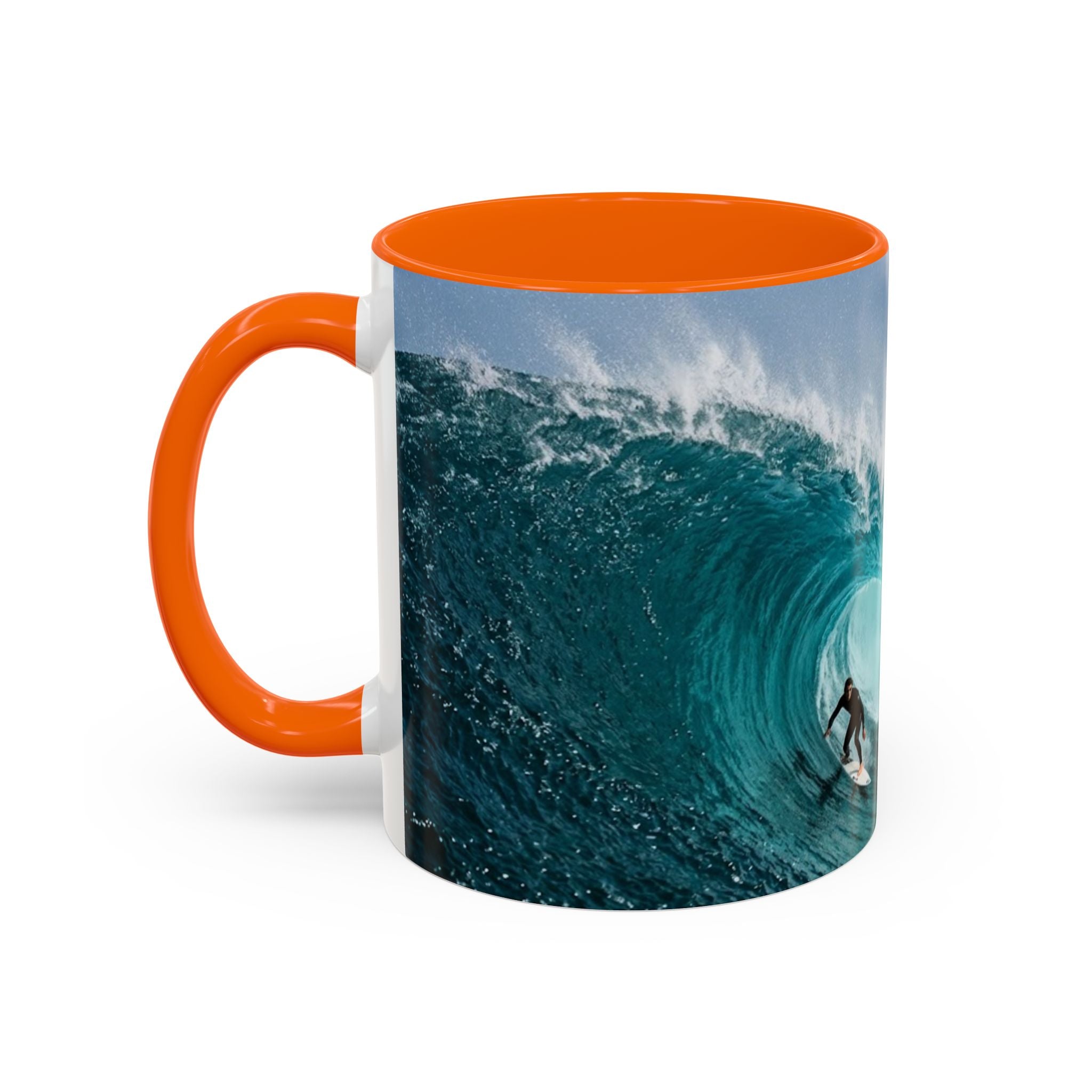 Surfing Wave Accent Coffee Mug — Ocean Beach Surfboard Photo 11/15oz