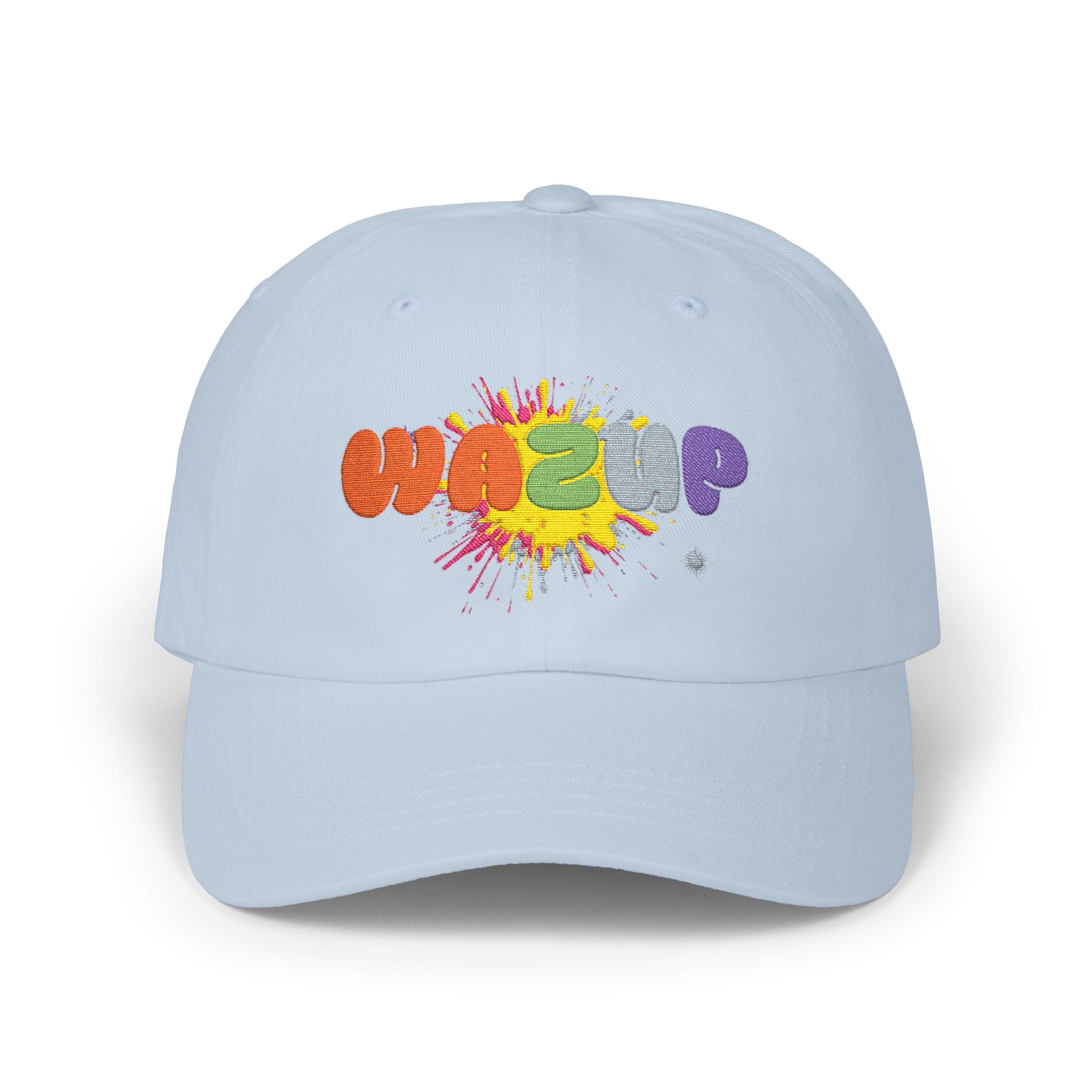 Classic Dad Cap — 'WAZUP' Rainbow Splash Embroidered Baseball Hat
